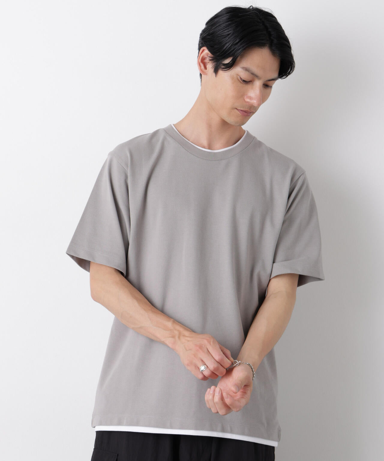 フェイクレイヤード鹿の子Tシャツ 半袖 6726124241