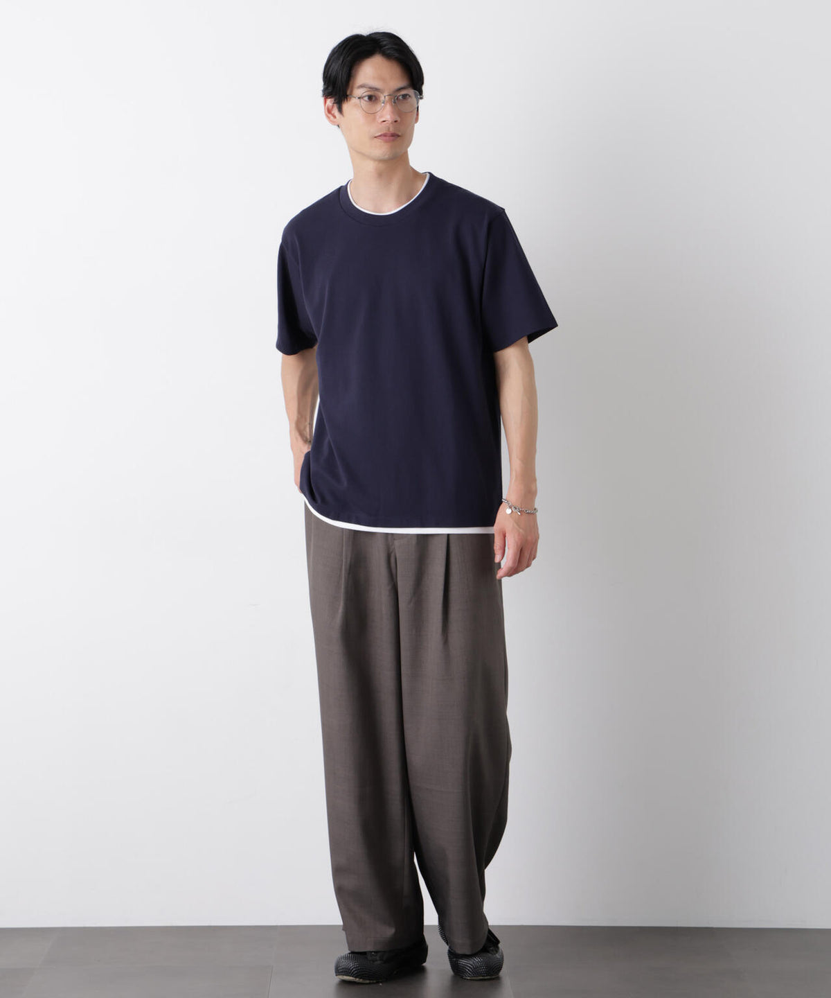 フェイクレイヤード鹿の子Tシャツ 半袖 6726124241