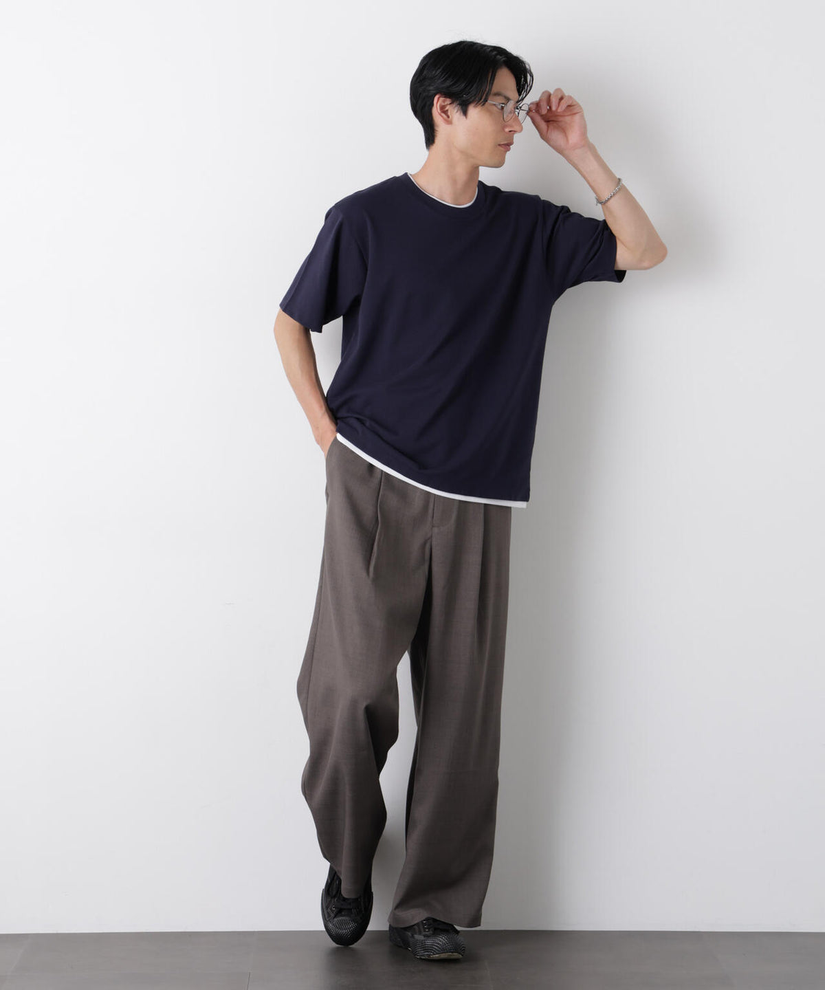フェイクレイヤード鹿の子Tシャツ 半袖 6726124241
