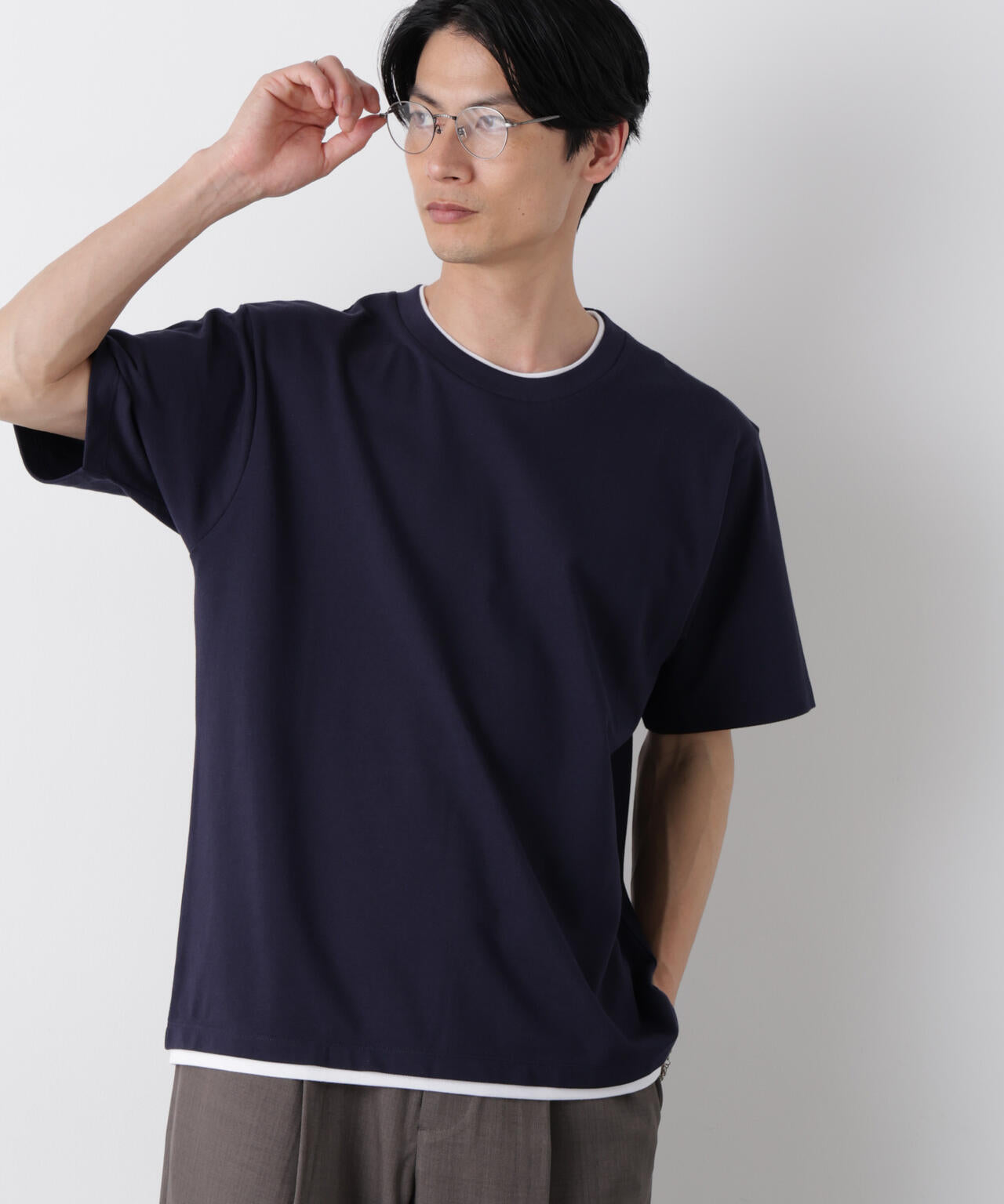 フェイクレイヤード鹿の子Tシャツ 半袖 6726124241