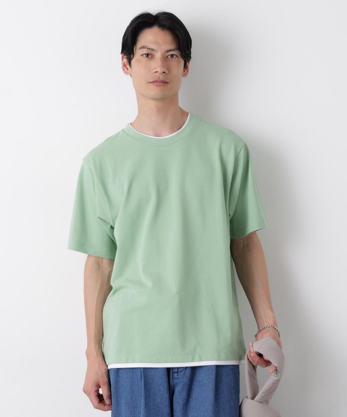 フェイクレイヤード鹿の子Tシャツ 半袖 6726124241