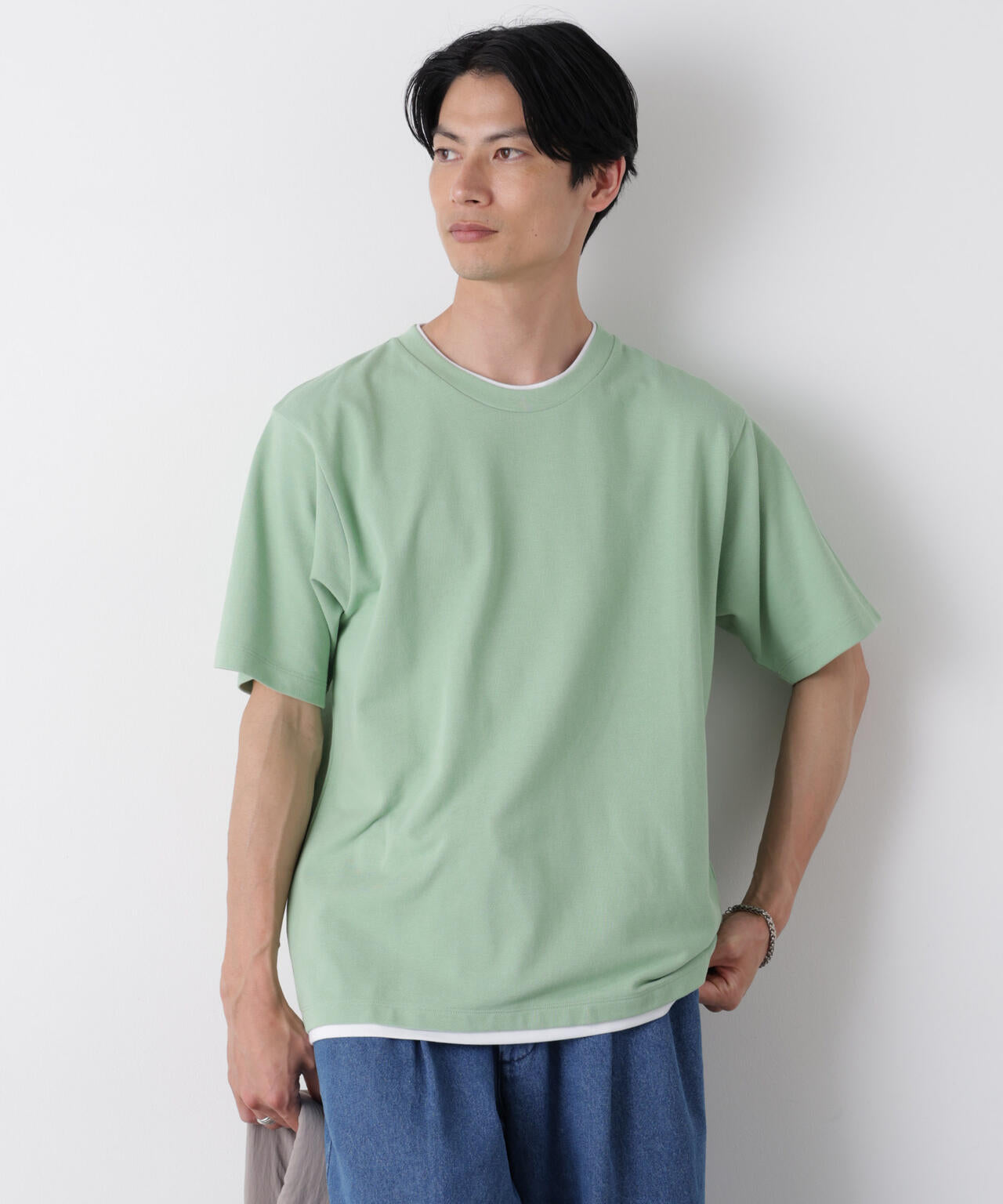 フェイクレイヤード鹿の子Tシャツ 半袖 6726124241
