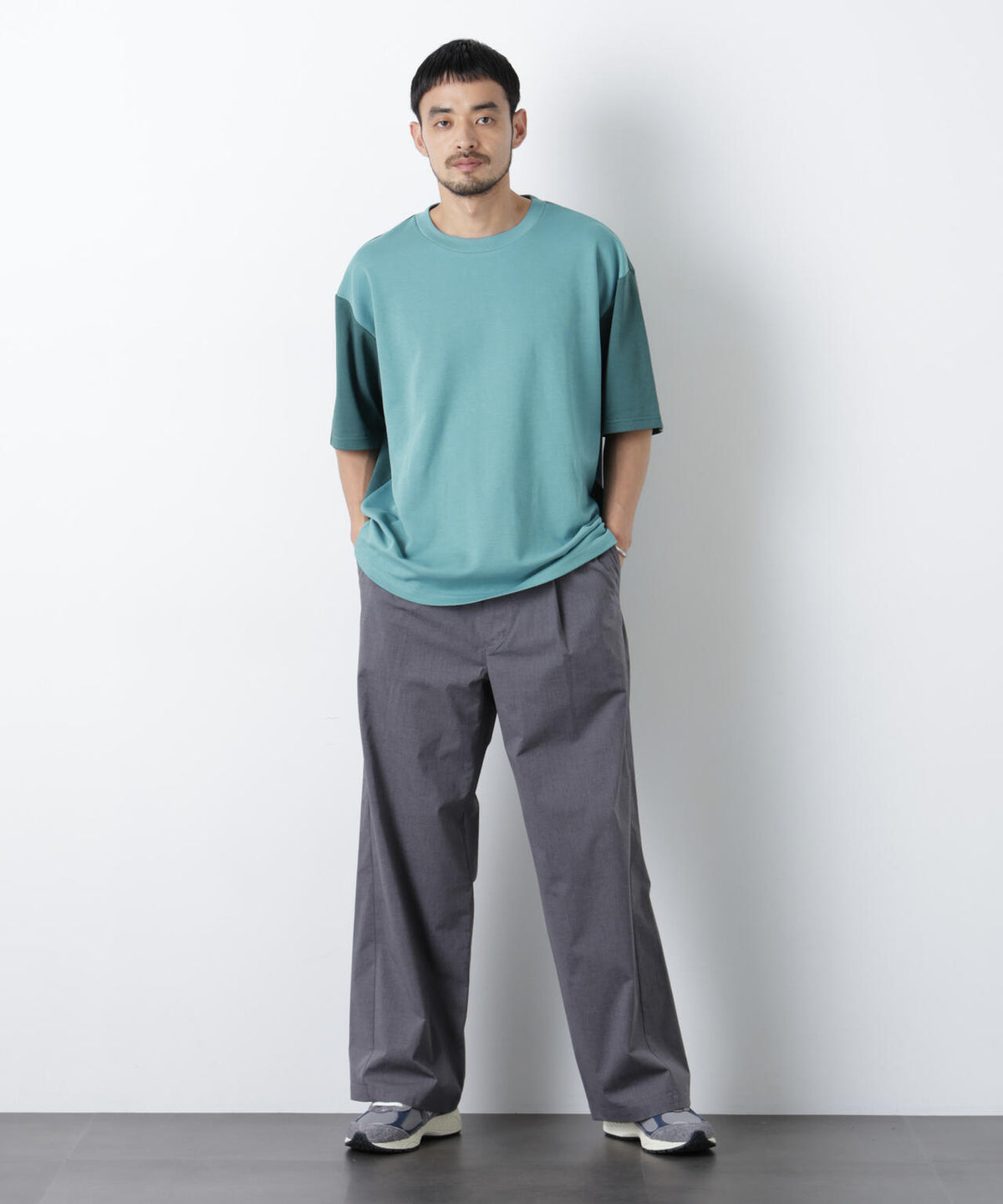 2トーンシルケット切り替えTシャツ 半袖 6726124242