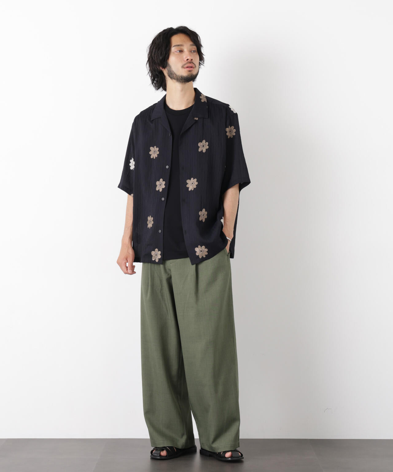ポリエステルウィーブ ワイドパンツ 6726127224