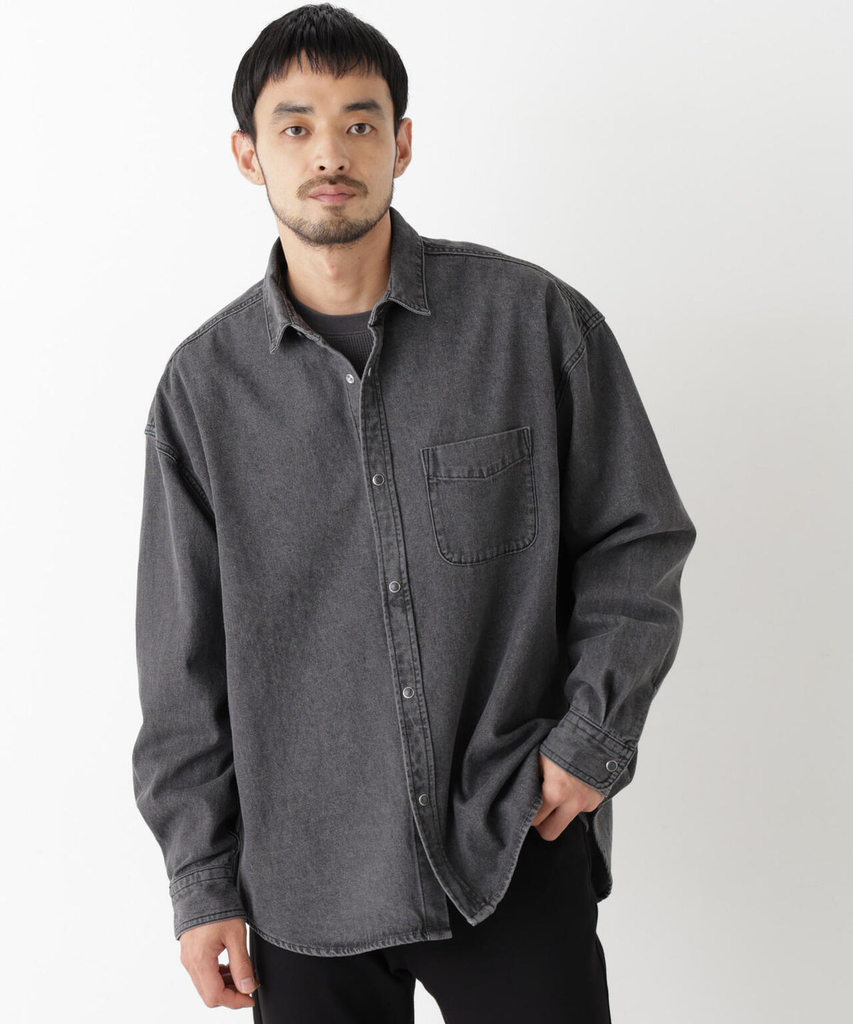 8.5oz ドレープデニムシャツ 長袖 6726220208