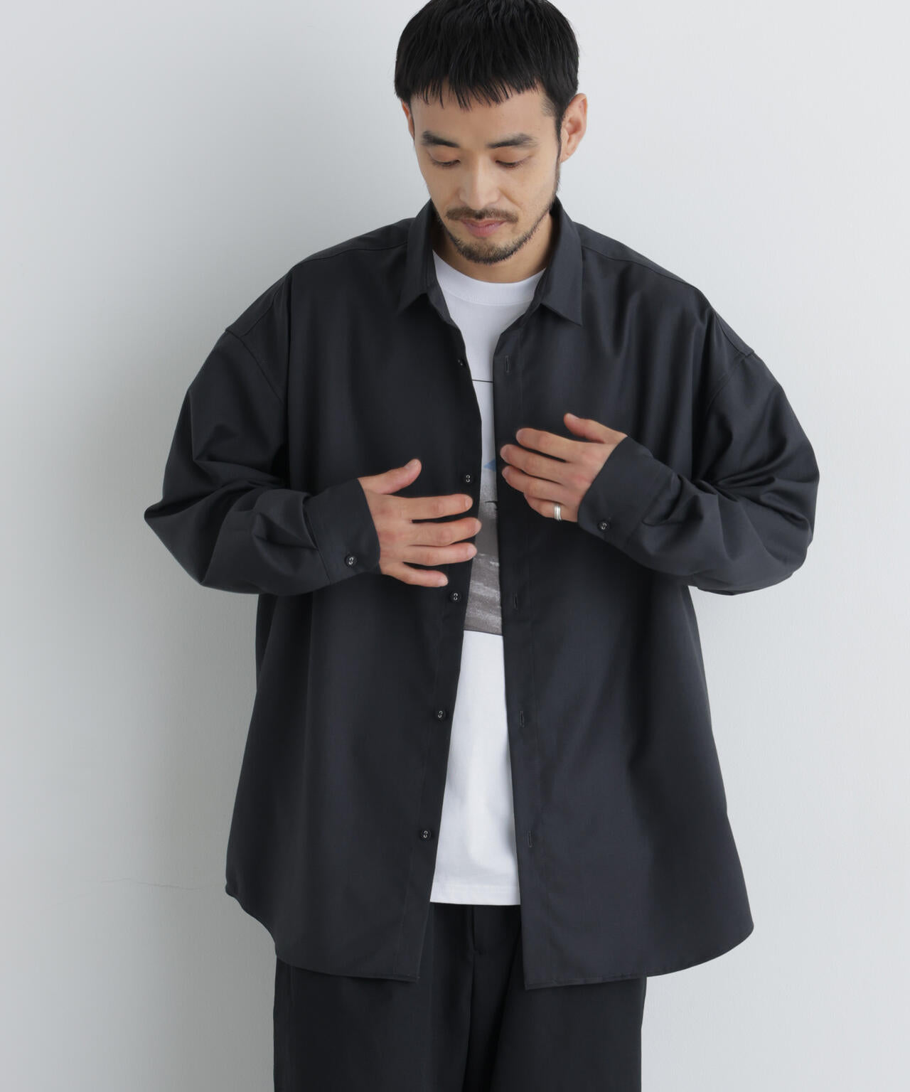 ビッグドレープシャツ 長袖 6726220211