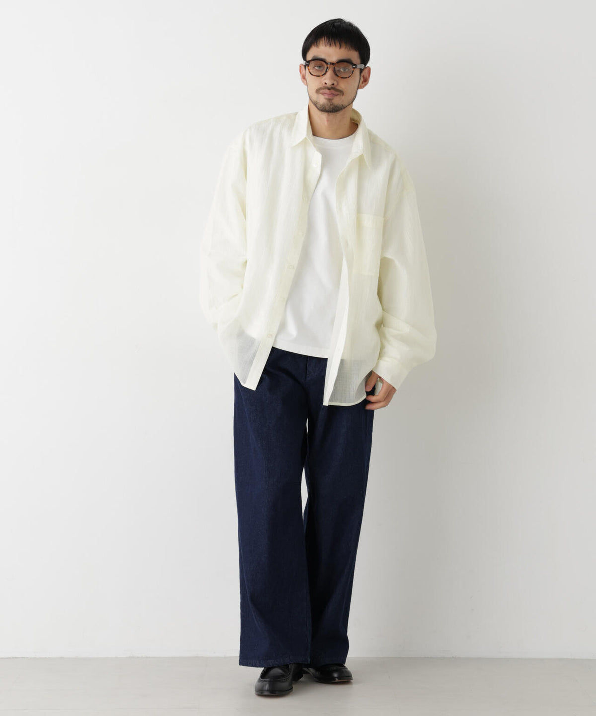ストライプシアーシャツ 長袖 6726220217