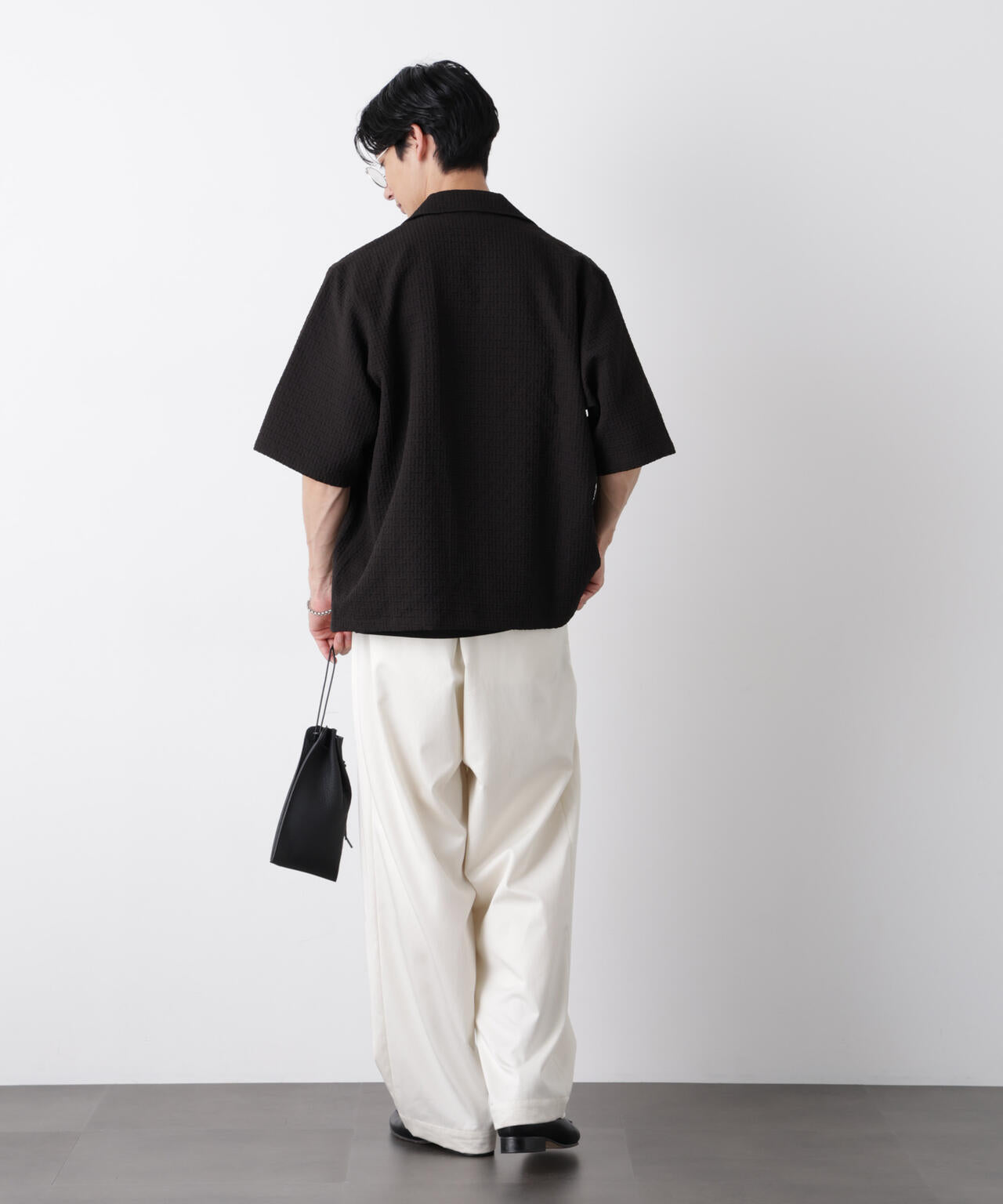 幾何学ジャガードオープンカラーシャツ 半袖 6726221204
