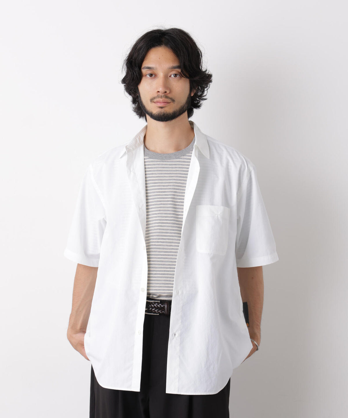 コットンタッチレギュラーカラーシャツ 半袖 6726221207