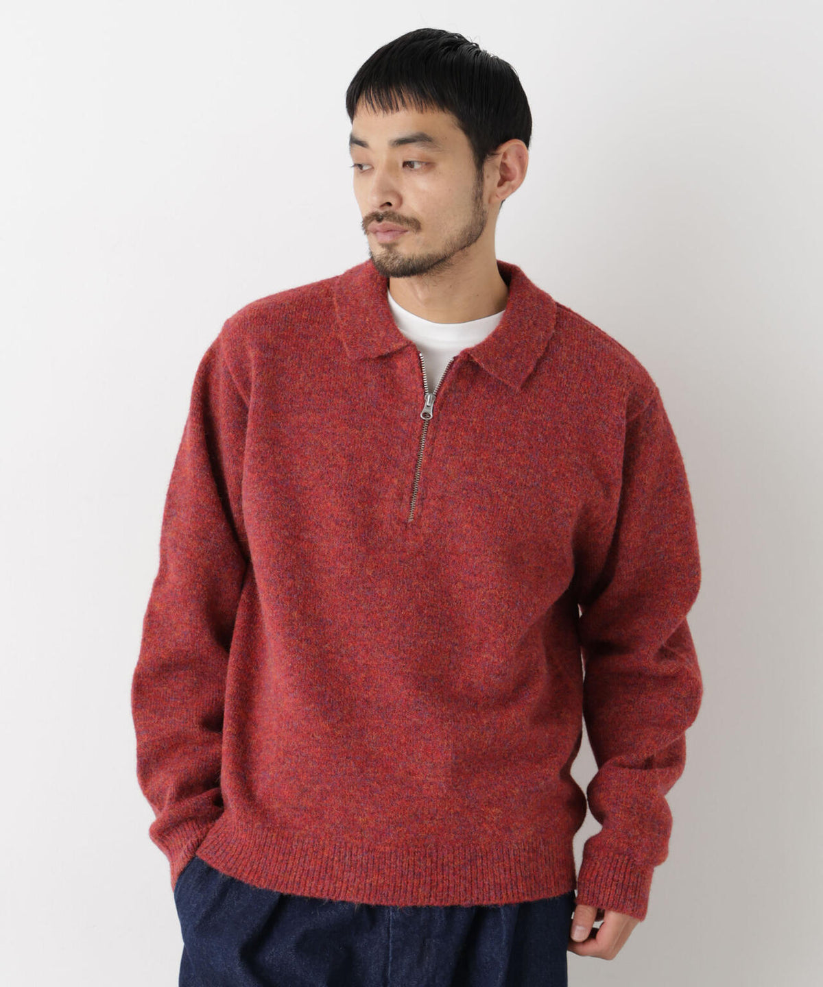 ファンシーヤーンハーフZIPニット 長袖 6726222224
