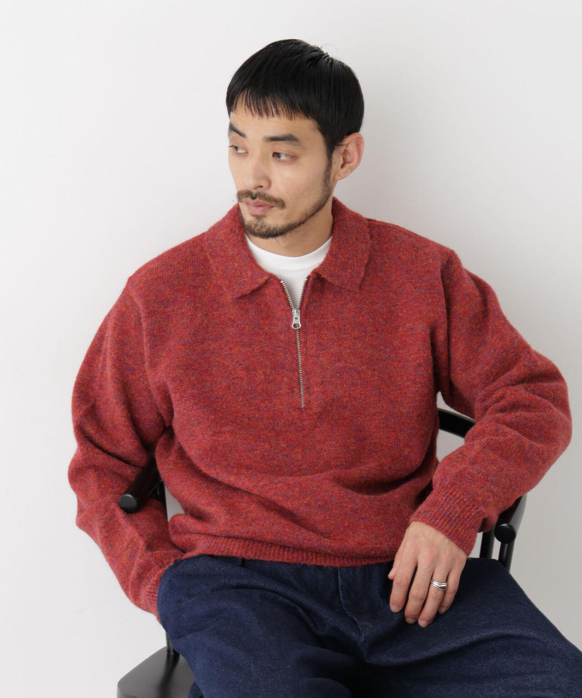 ファンシーヤーンハーフZIPニット 長袖 6726222224