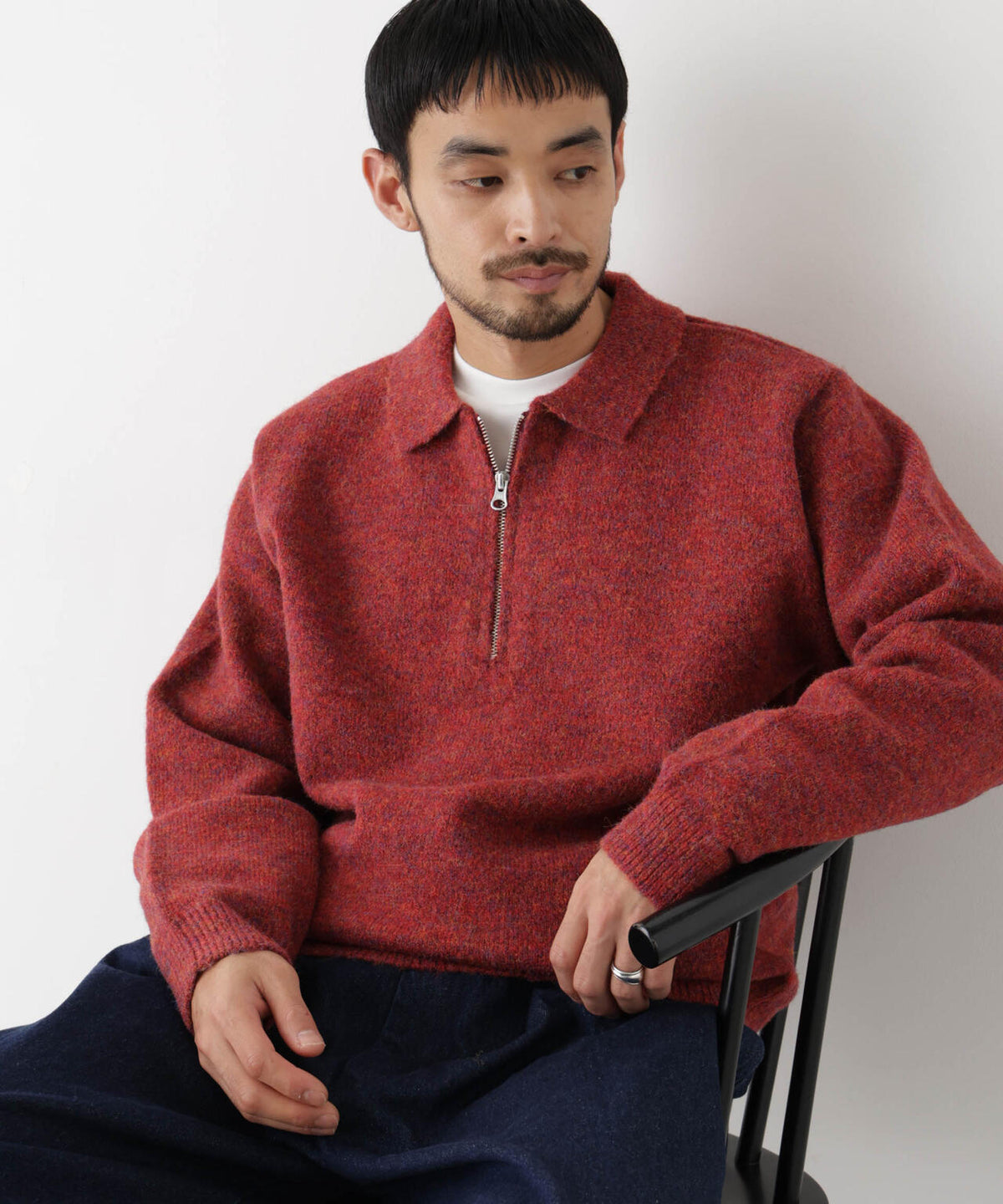 ファンシーヤーンハーフZIPニット 長袖 6726222224
