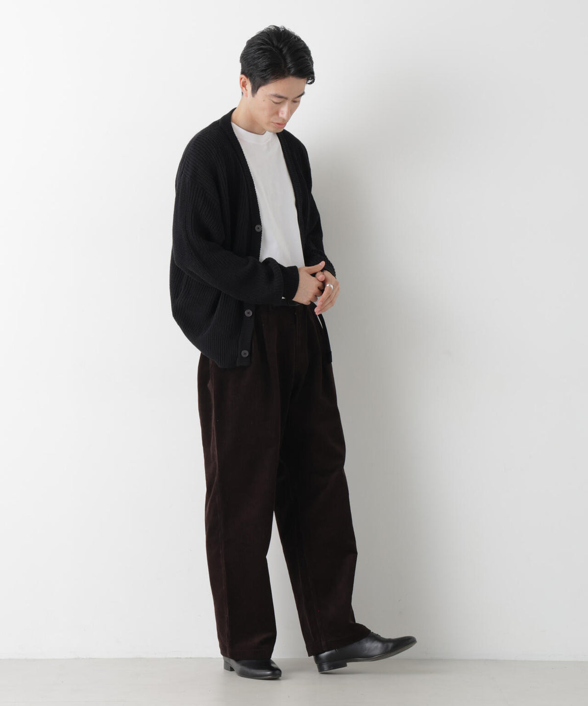 WEB限定/ワイドフィット畔編カーディガン 6726222228