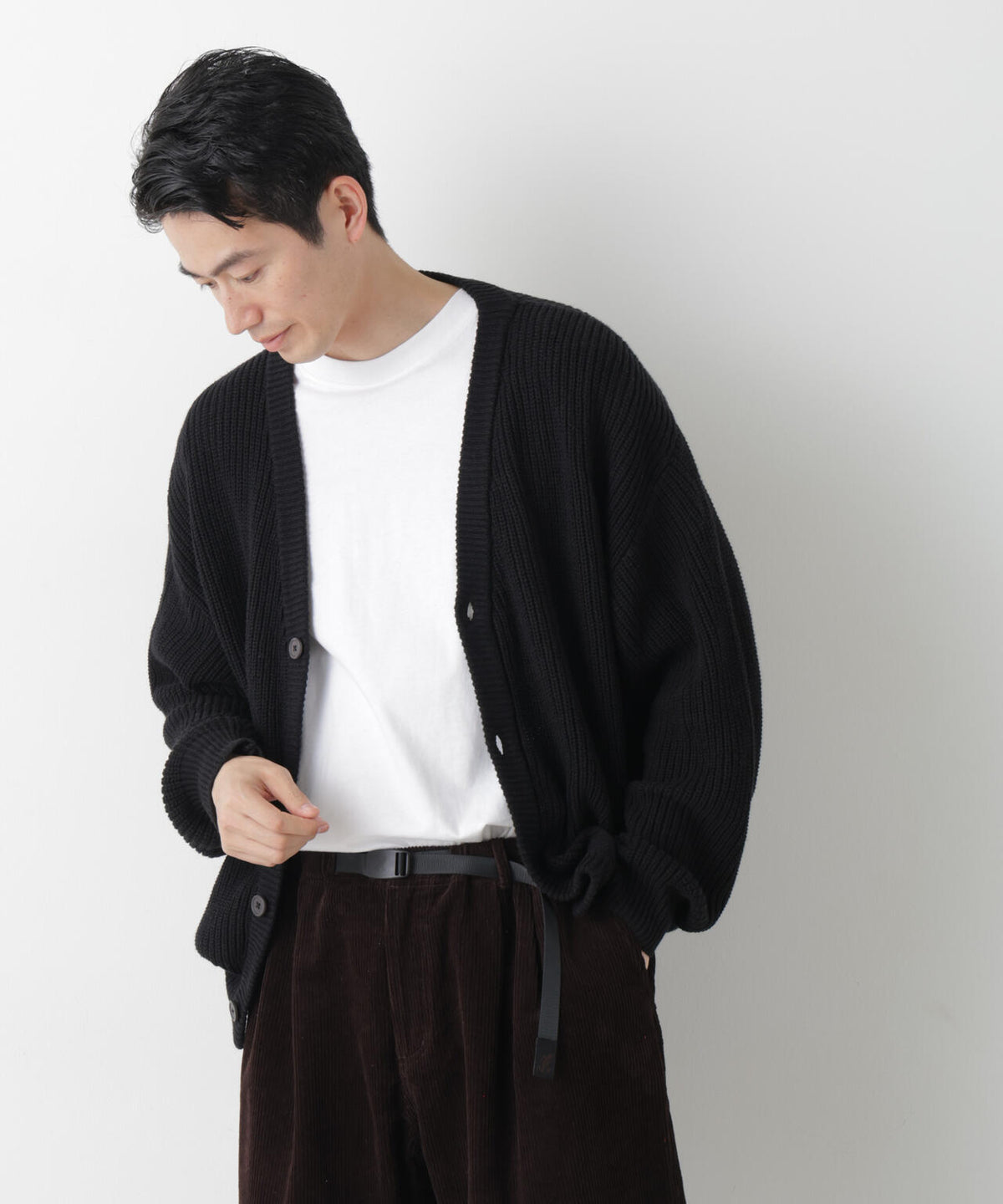 WEB限定/ワイドフィット畔編カーディガン 6726222228