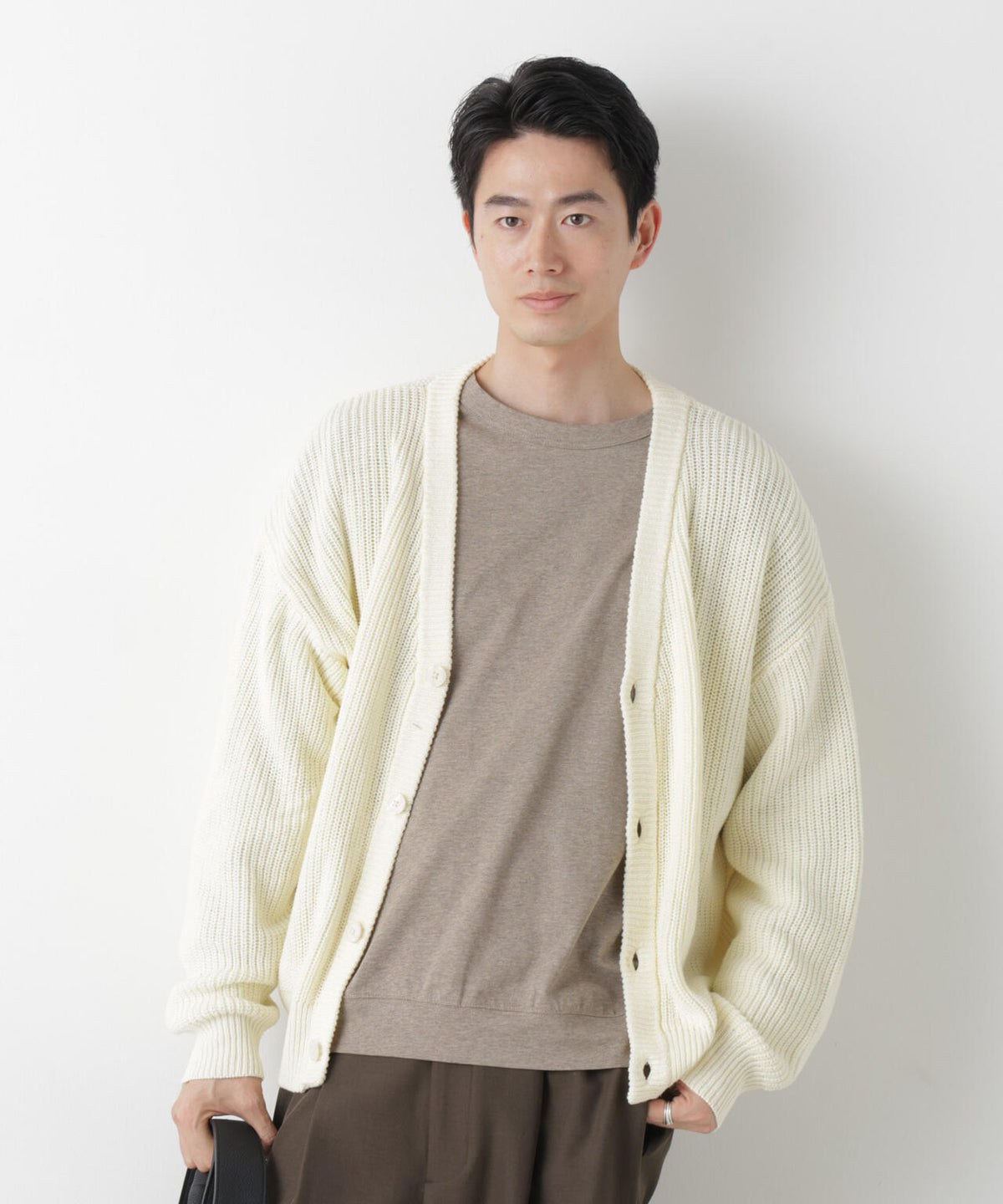 WEB限定/ワイドフィット畔編カーディガン 6726222228