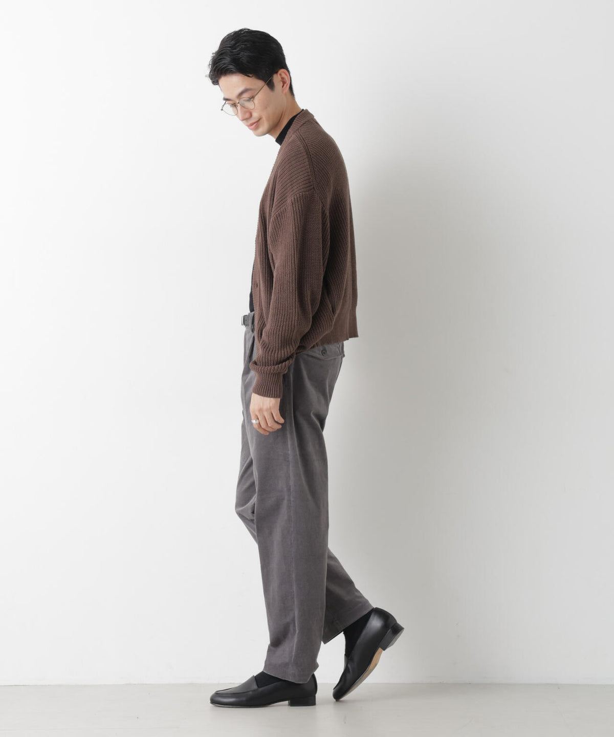 WEB限定/ワイドフィット畔編カーディガン 6726222228