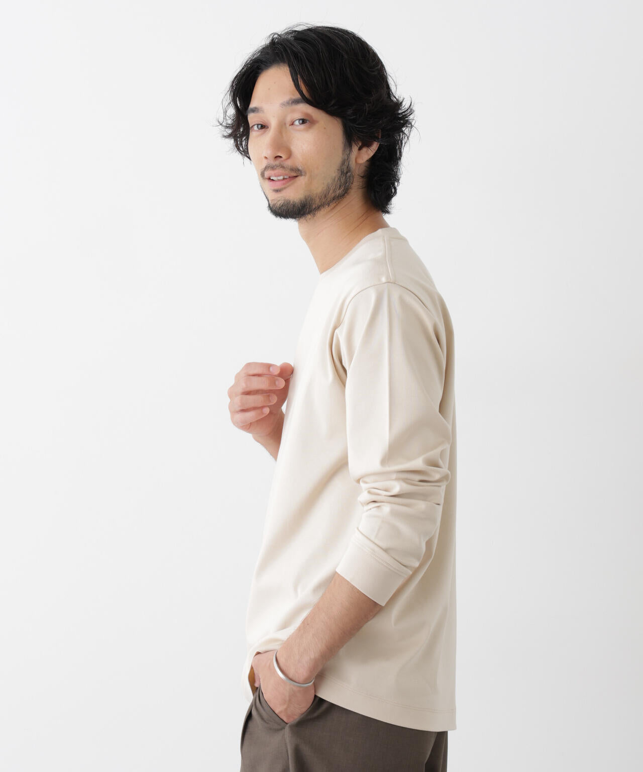 アンチスメルクルーネックTシャツ 長袖 6726223205