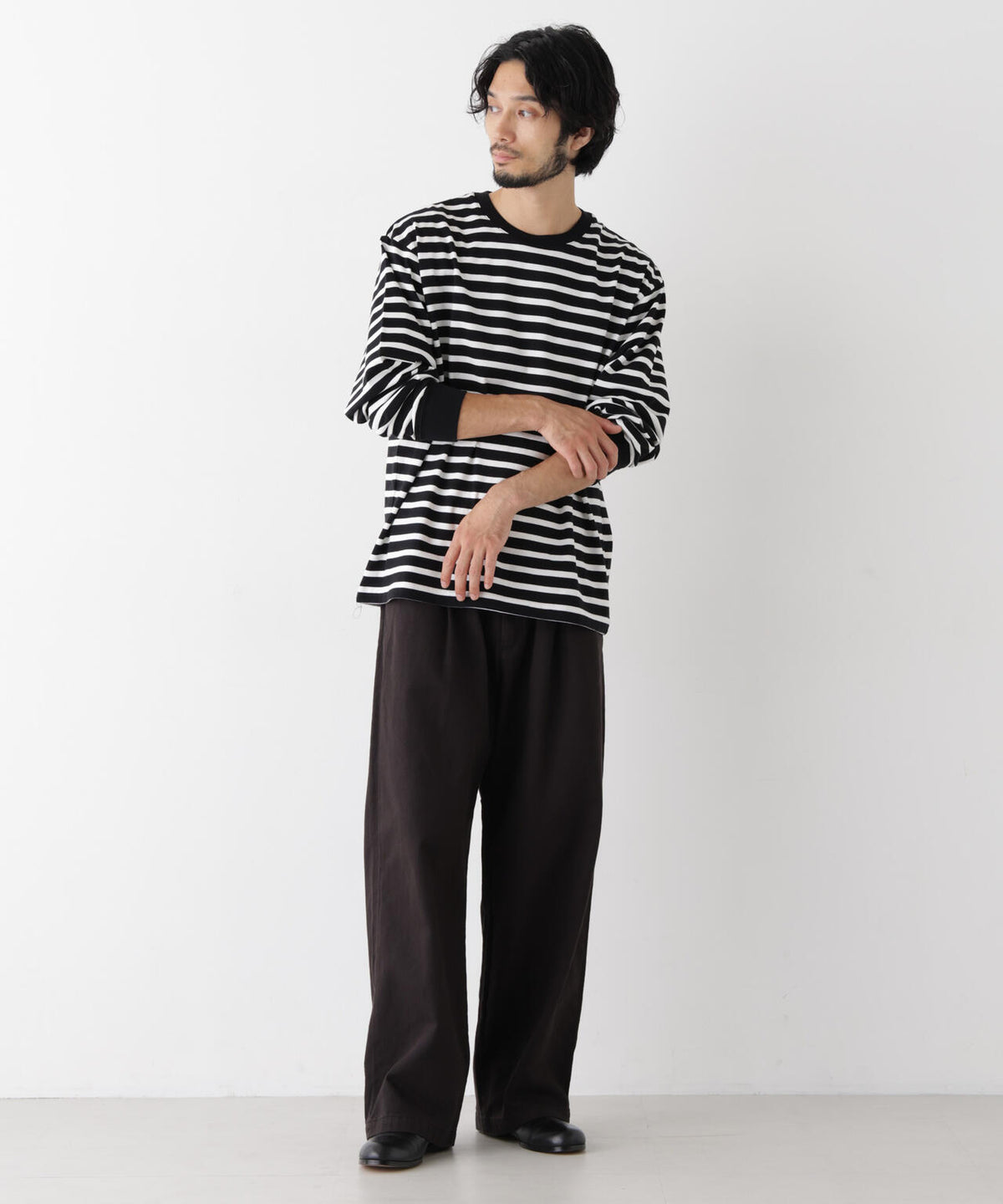 コーマコットン先染めボーダーTシャツ 長袖 6726223210