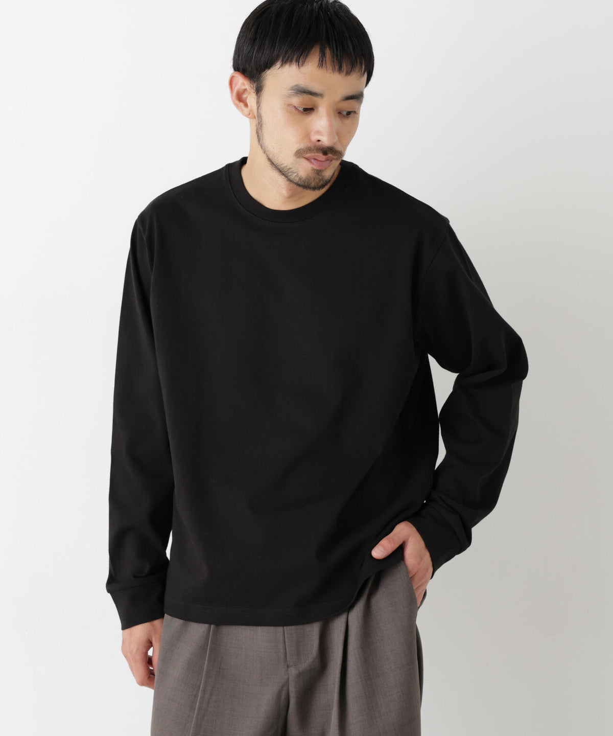 WEB限定/度詰めプレーティングクロップドTシャツ長袖 6726223213