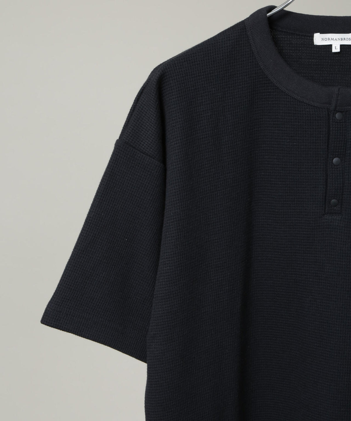 NORMANBROS/ショート丈ワッフルヘンリーネックTシャツ 半袖 6726224001