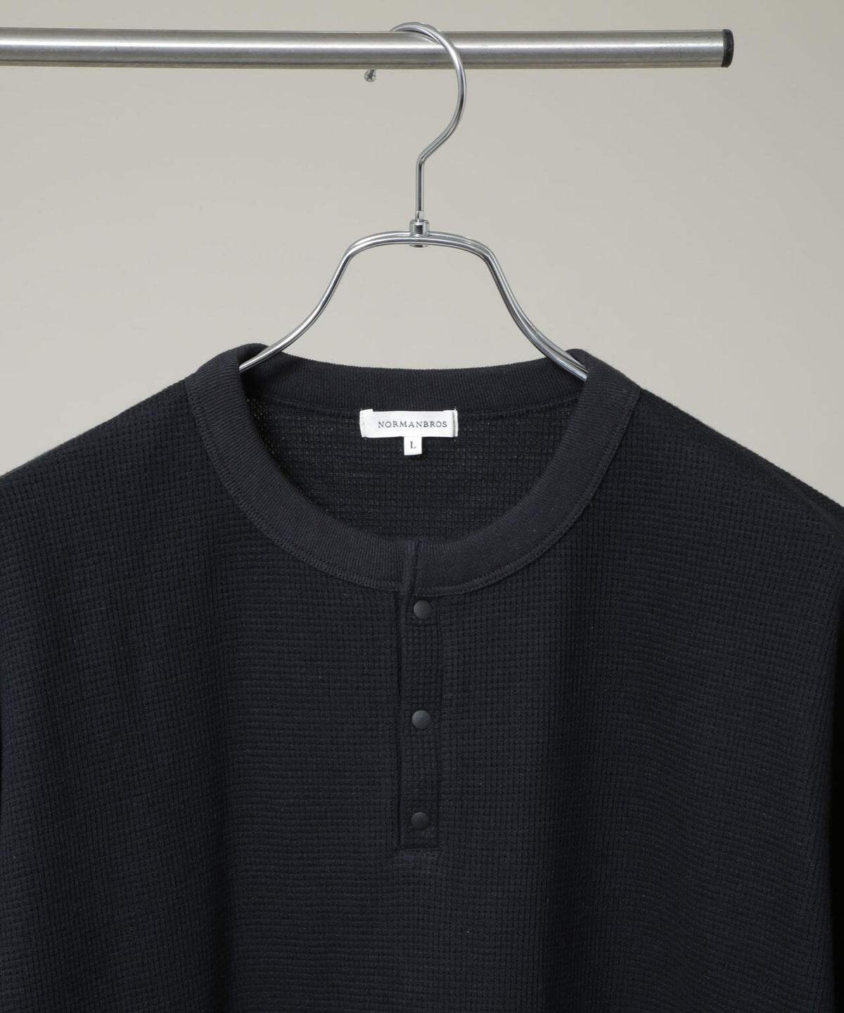 NORMANBROS/ショート丈ワッフルヘンリーネックTシャツ 半袖 6726224001