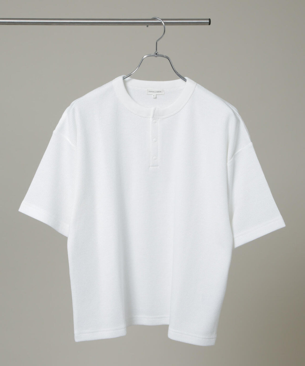 NORMANBROS/ショート丈ワッフルヘンリーネックTシャツ 半袖 6726224001
