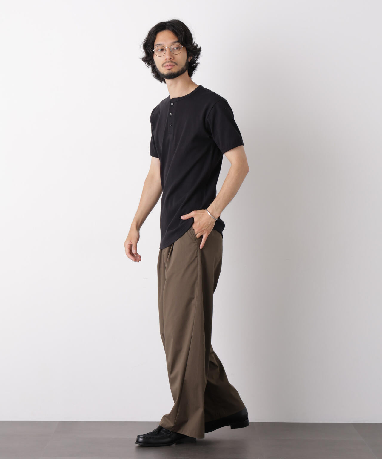 リブフライスヘンリーTシャツ 半袖 6726224203