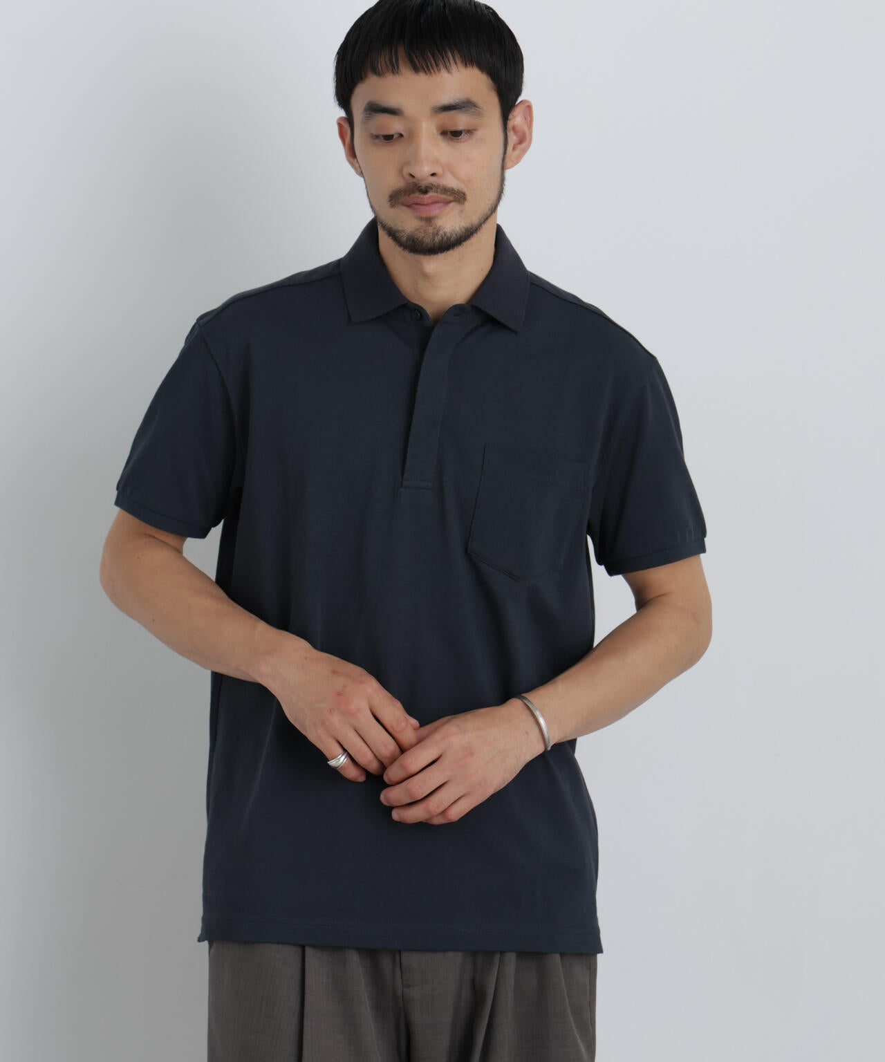 ナノファイン 比翼ポロ 半袖 6726224209