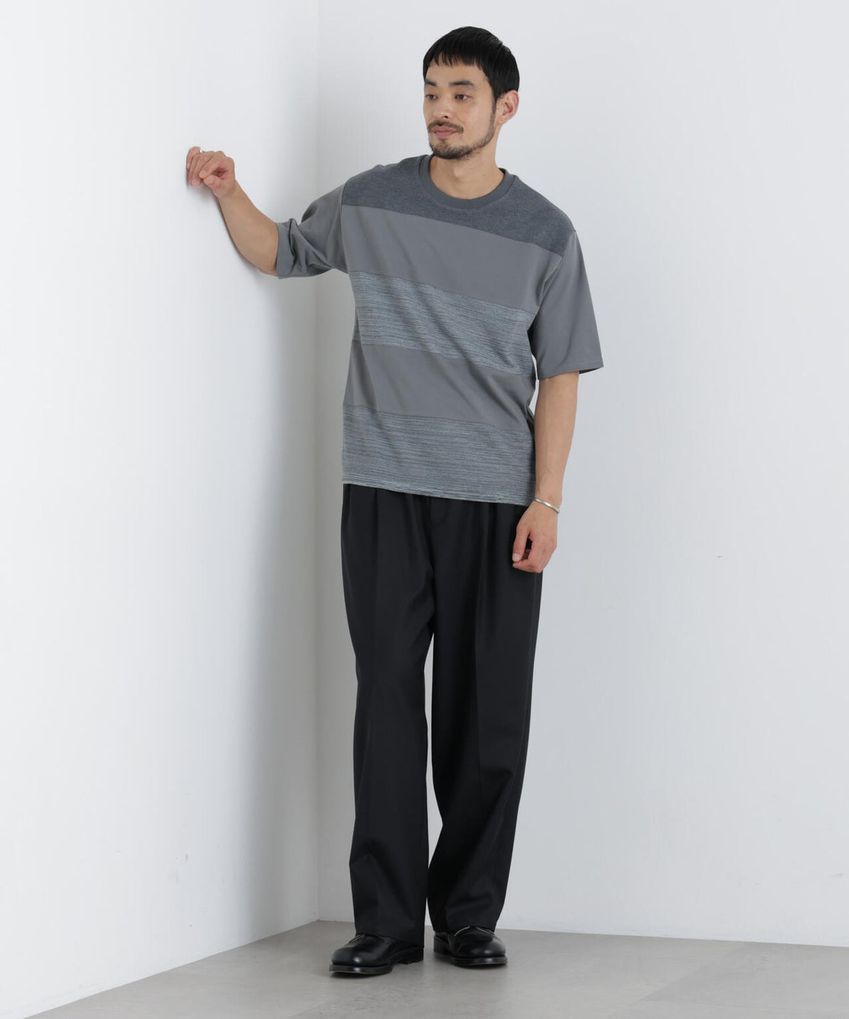 ニットコンビボーダーTシャツ 半袖 6726224214