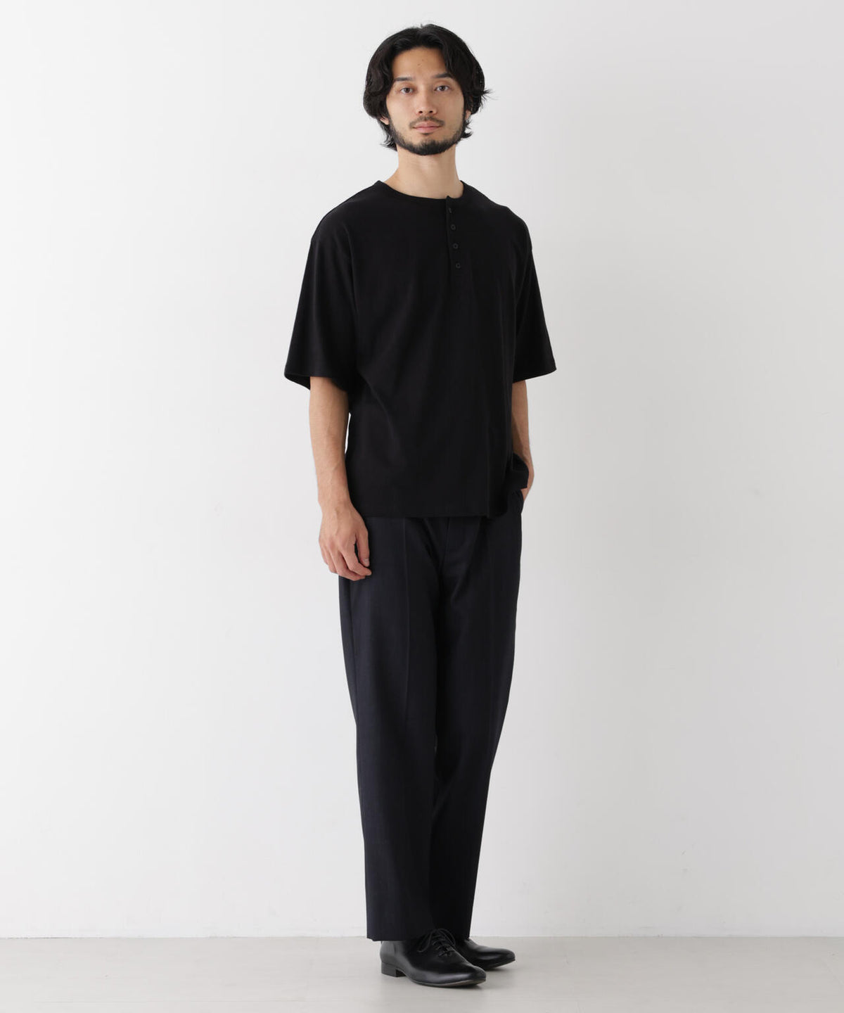スラブヘンリーワイドTシャツ 半袖 6726224233