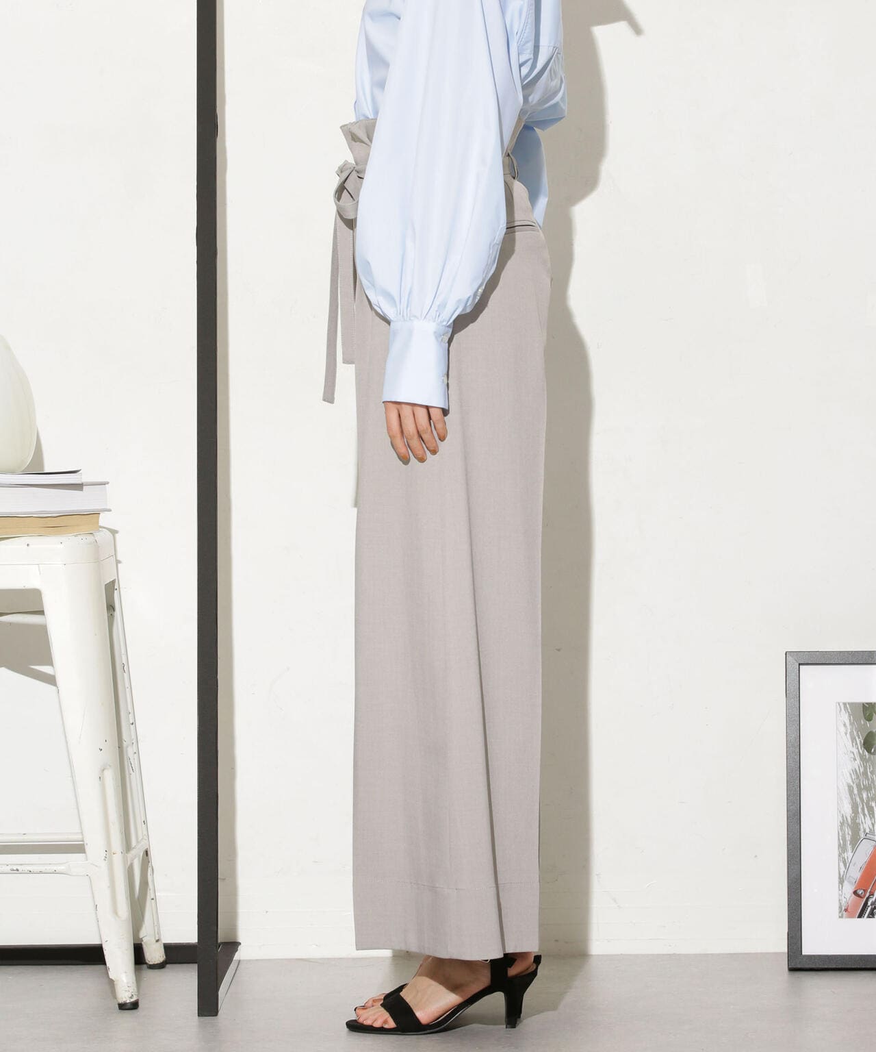 ベルト付きハイウエストワイドパンツ 6733227304