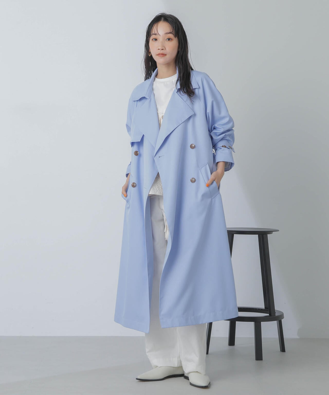 撥水&花粉ガード加工ドルマンソフトトレンチコート 6734111305