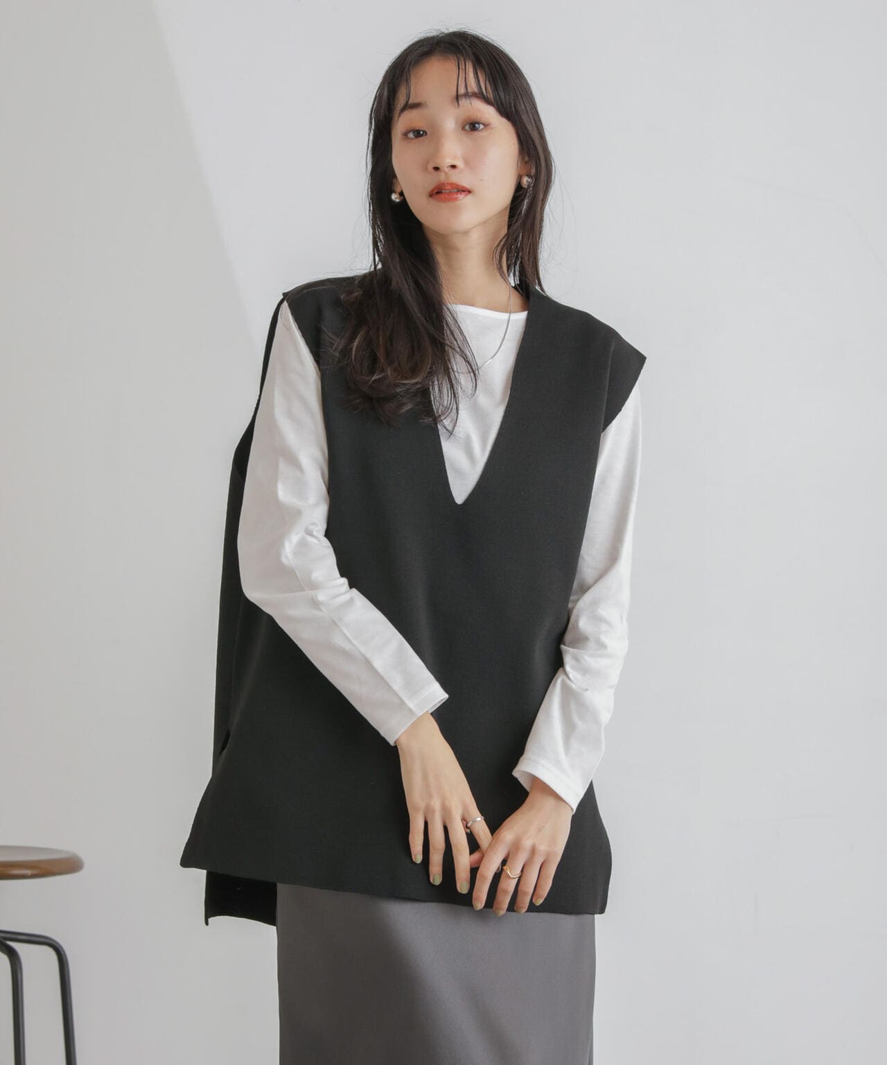 ニットベスト×ロングTシャツ アンサンブルセット 6734122327