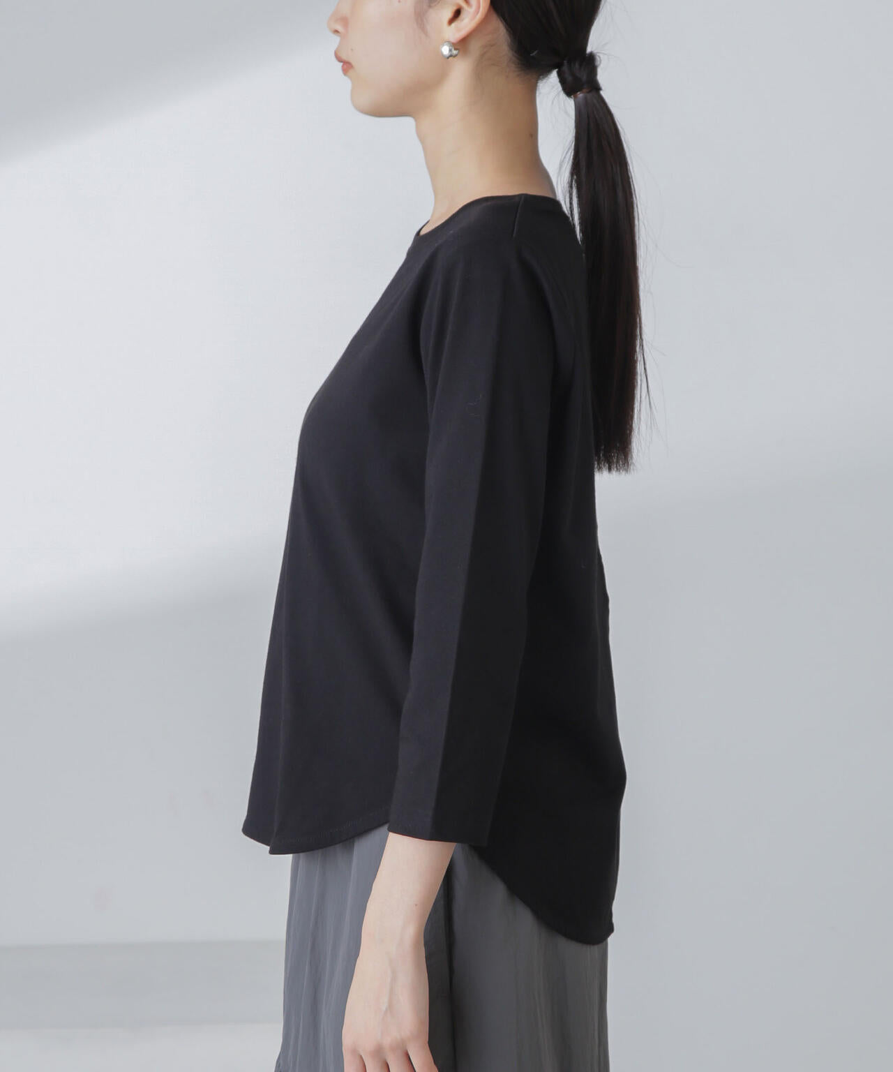 汗染み防止加工接触冷感7分袖カットソー 6734123304