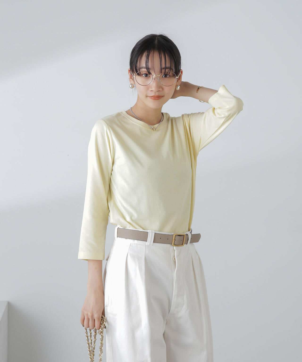 汗染み防止加工接触冷感7分袖カットソー 6734123304