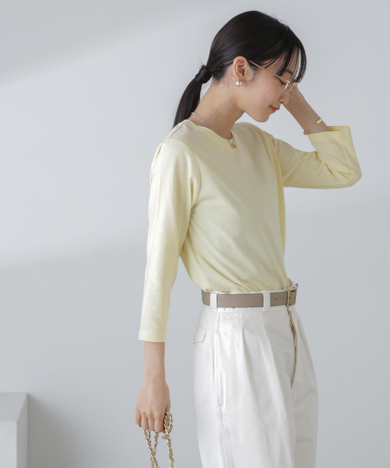 汗染み防止加工接触冷感7分袖カットソー 6734123304