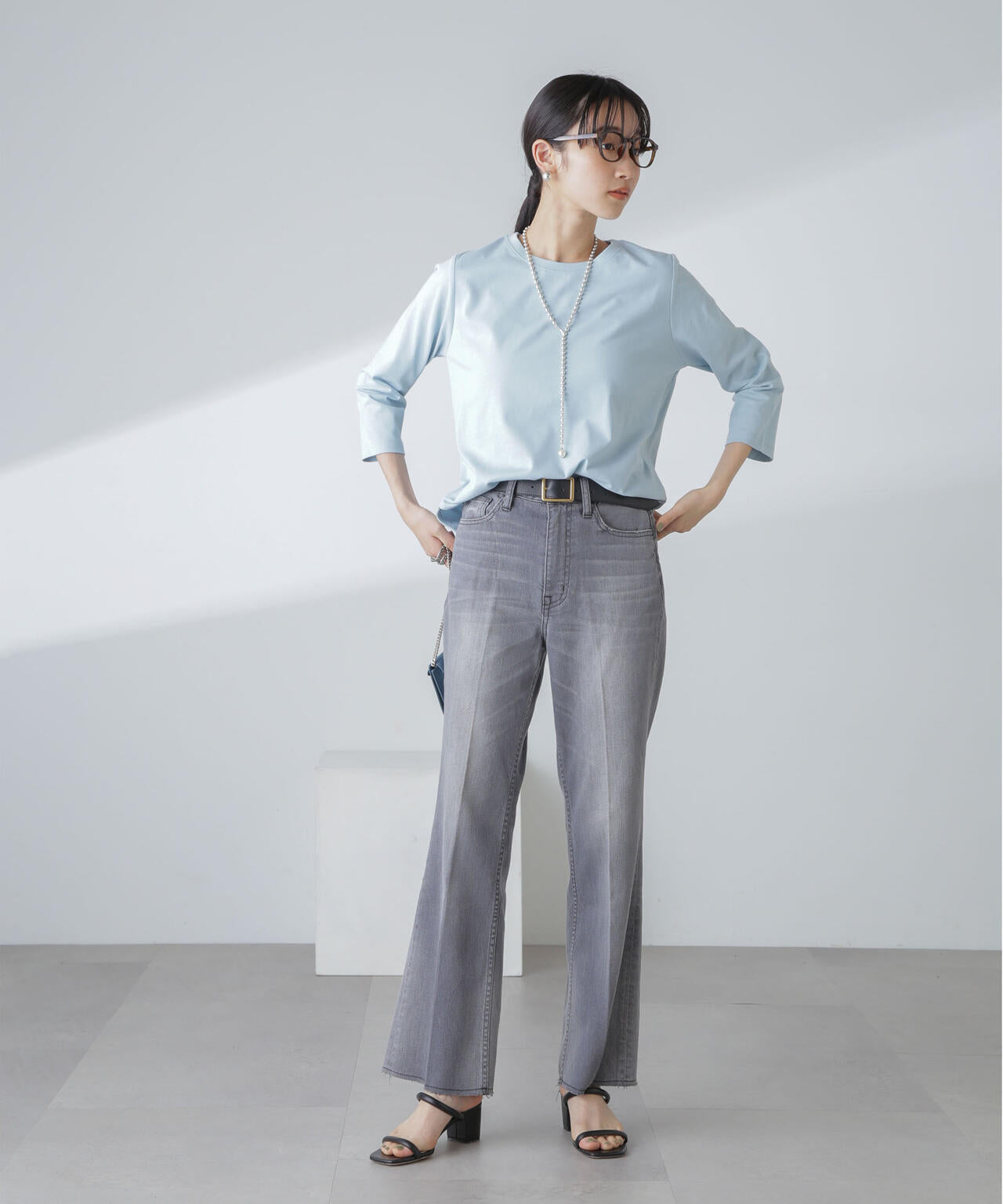 汗染み防止加工接触冷感7分袖カットソー 6734123304