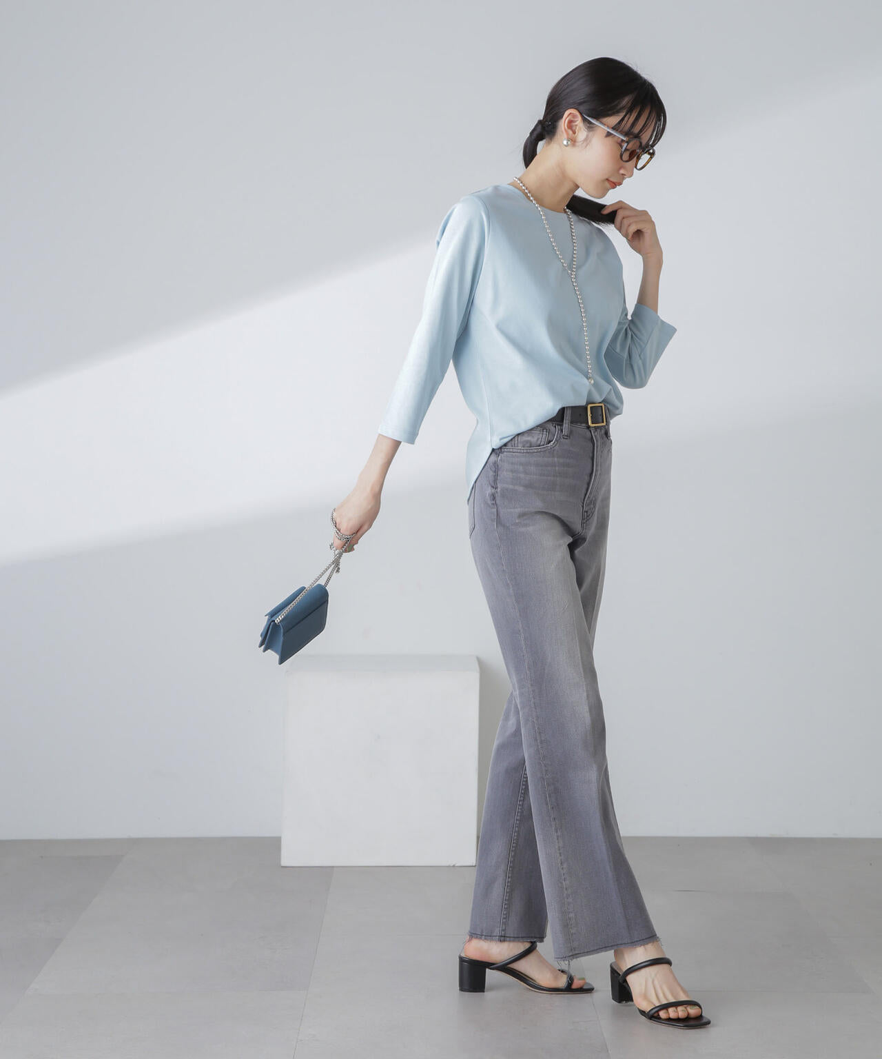 汗染み防止加工接触冷感7分袖カットソー 6734123304