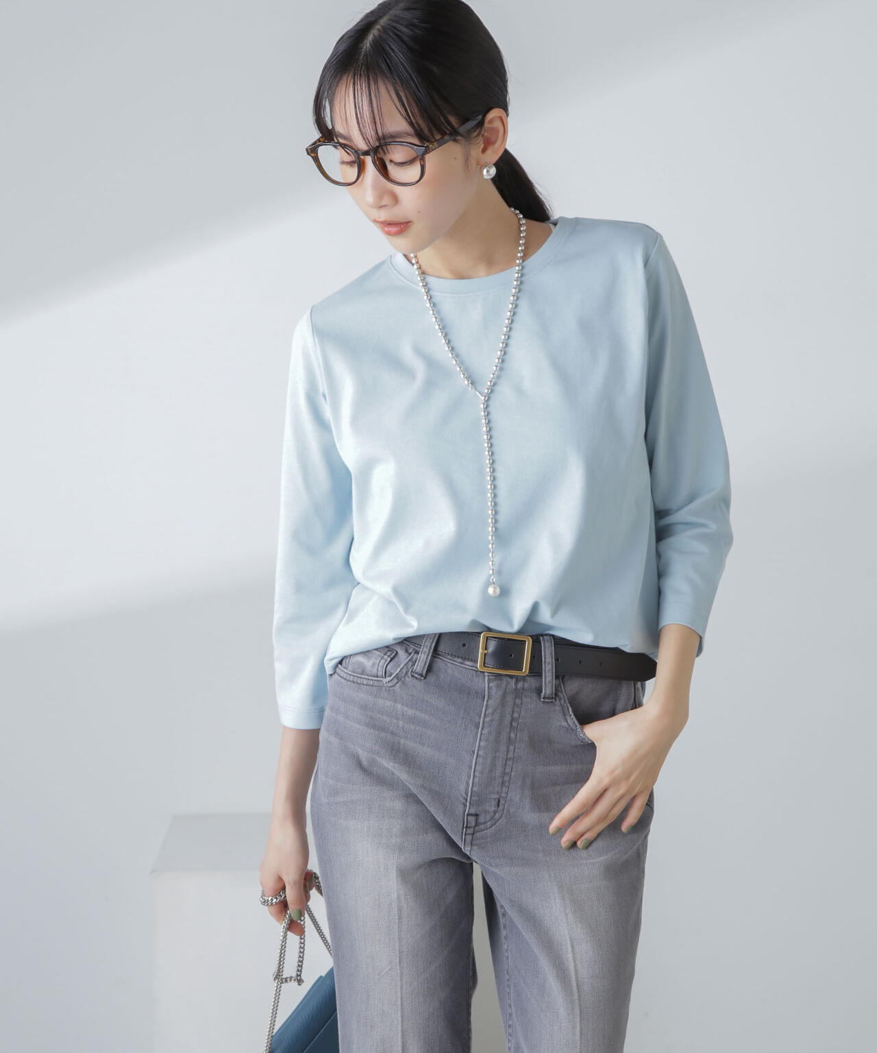 汗染み防止加工接触冷感7分袖カットソー 6734123304