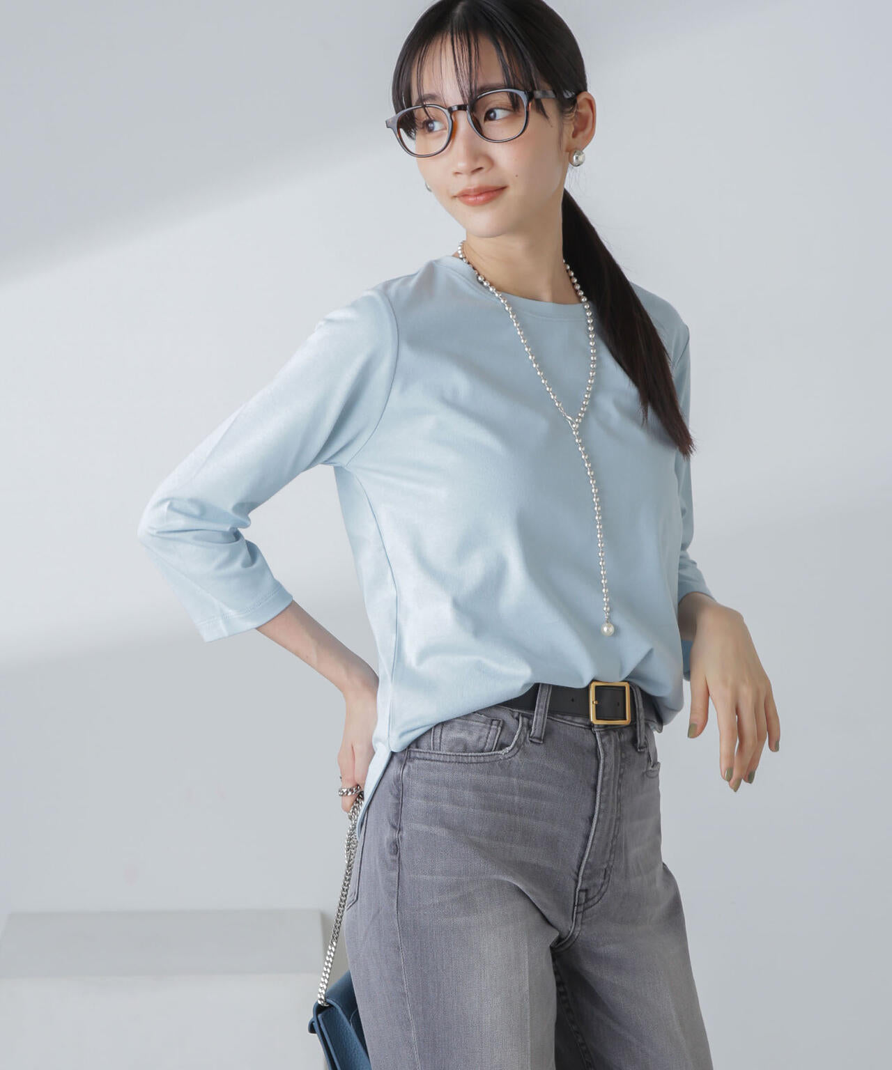 汗染み防止加工接触冷感7分袖カットソー 6734123304