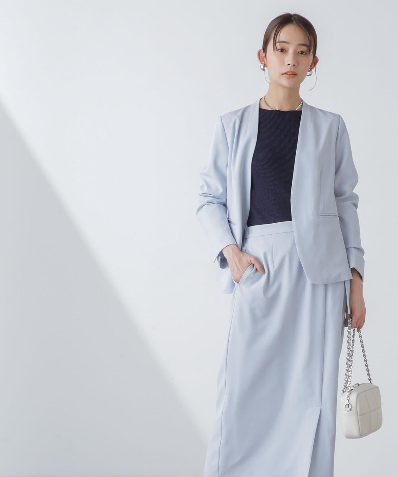 多機能素材サイドベルトストラップ風スカート(セットアップ可) 6734130315