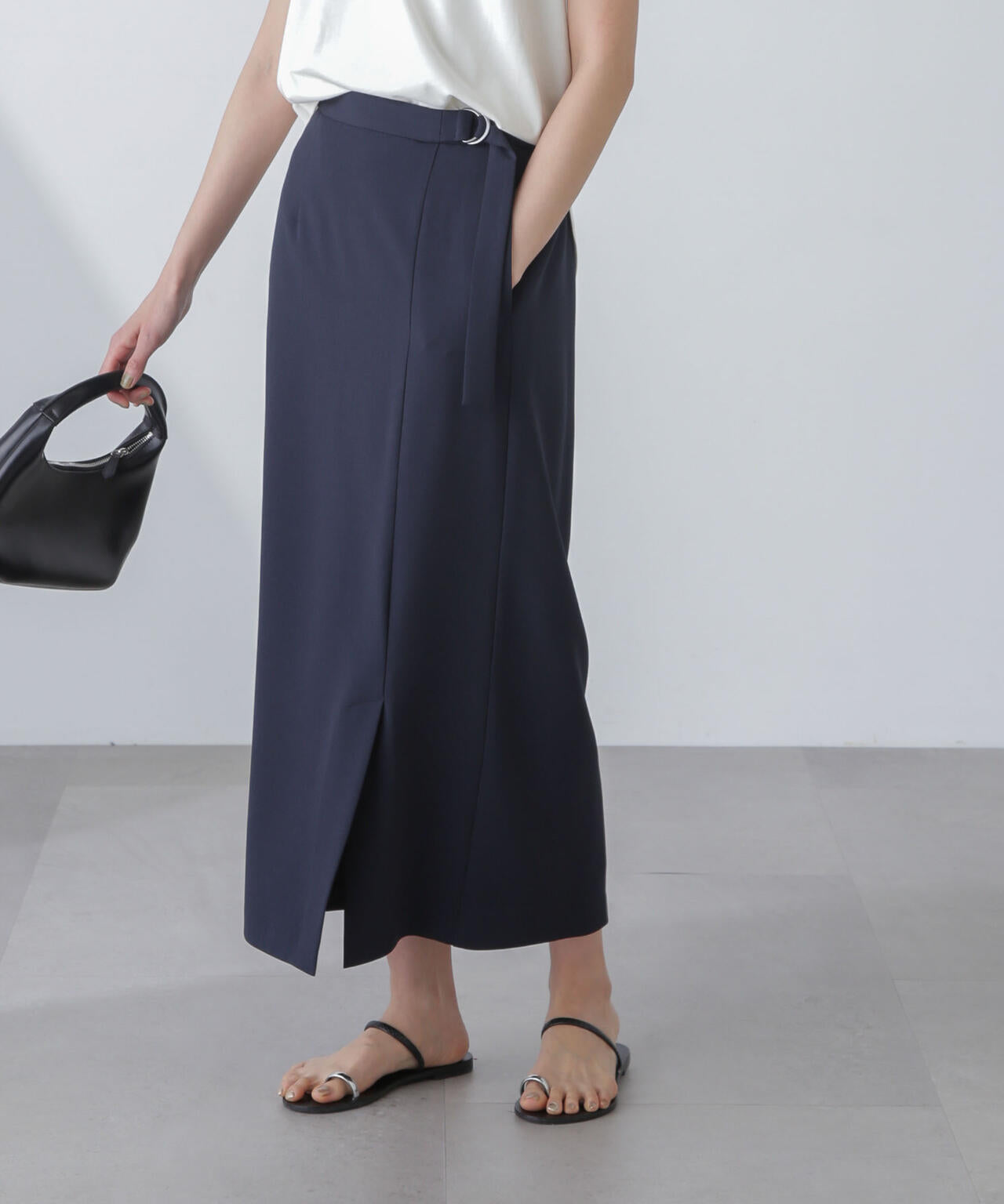 多機能素材サイドベルトストラップ風スカート(セットアップ可) 6734130315