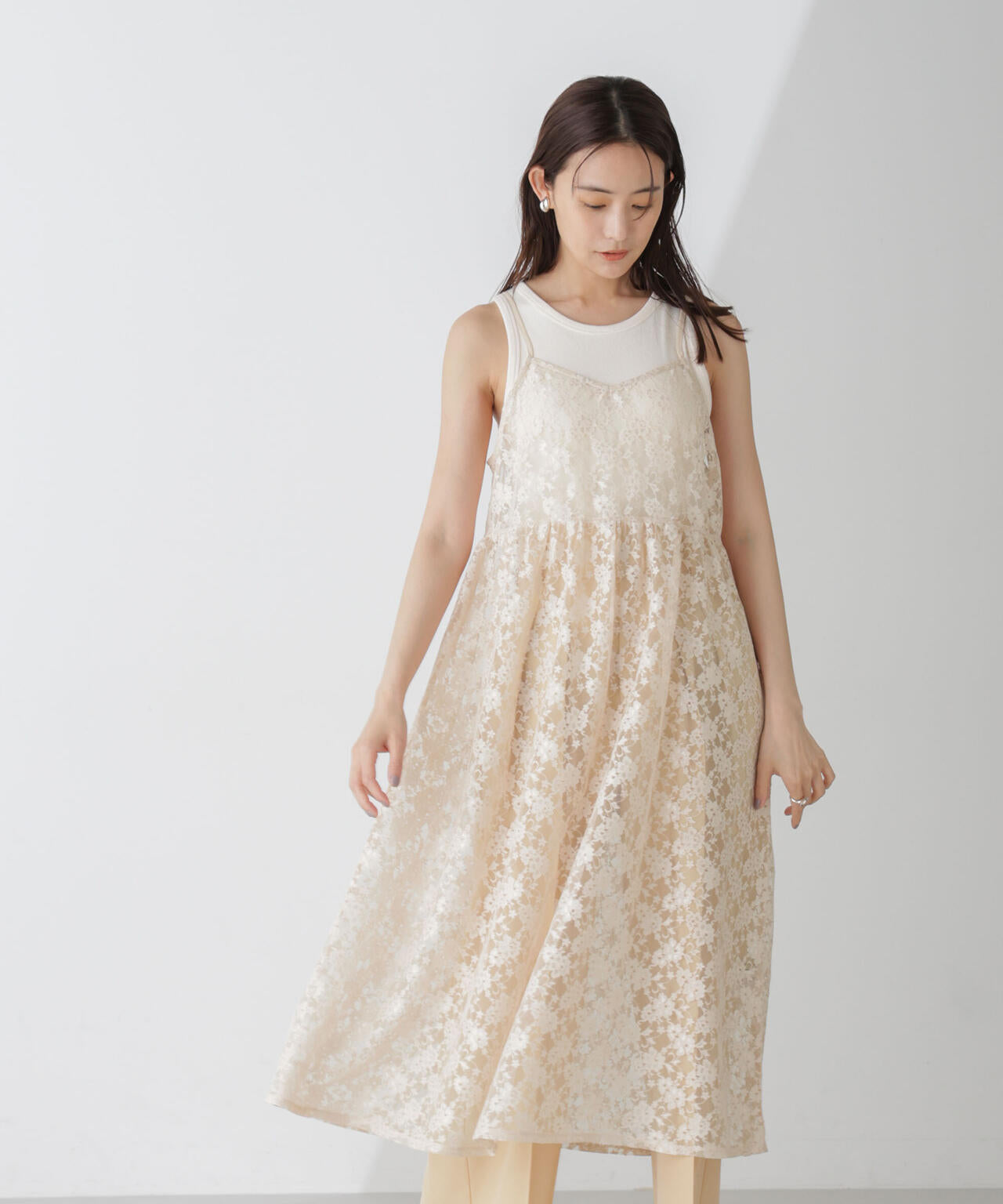 シアーレースキャミソールワンピース 6734219313