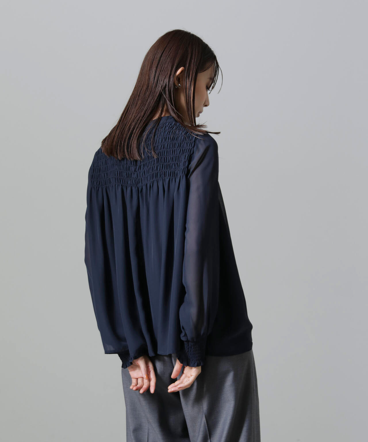 フロントシャーリングブラウス 6734220306
