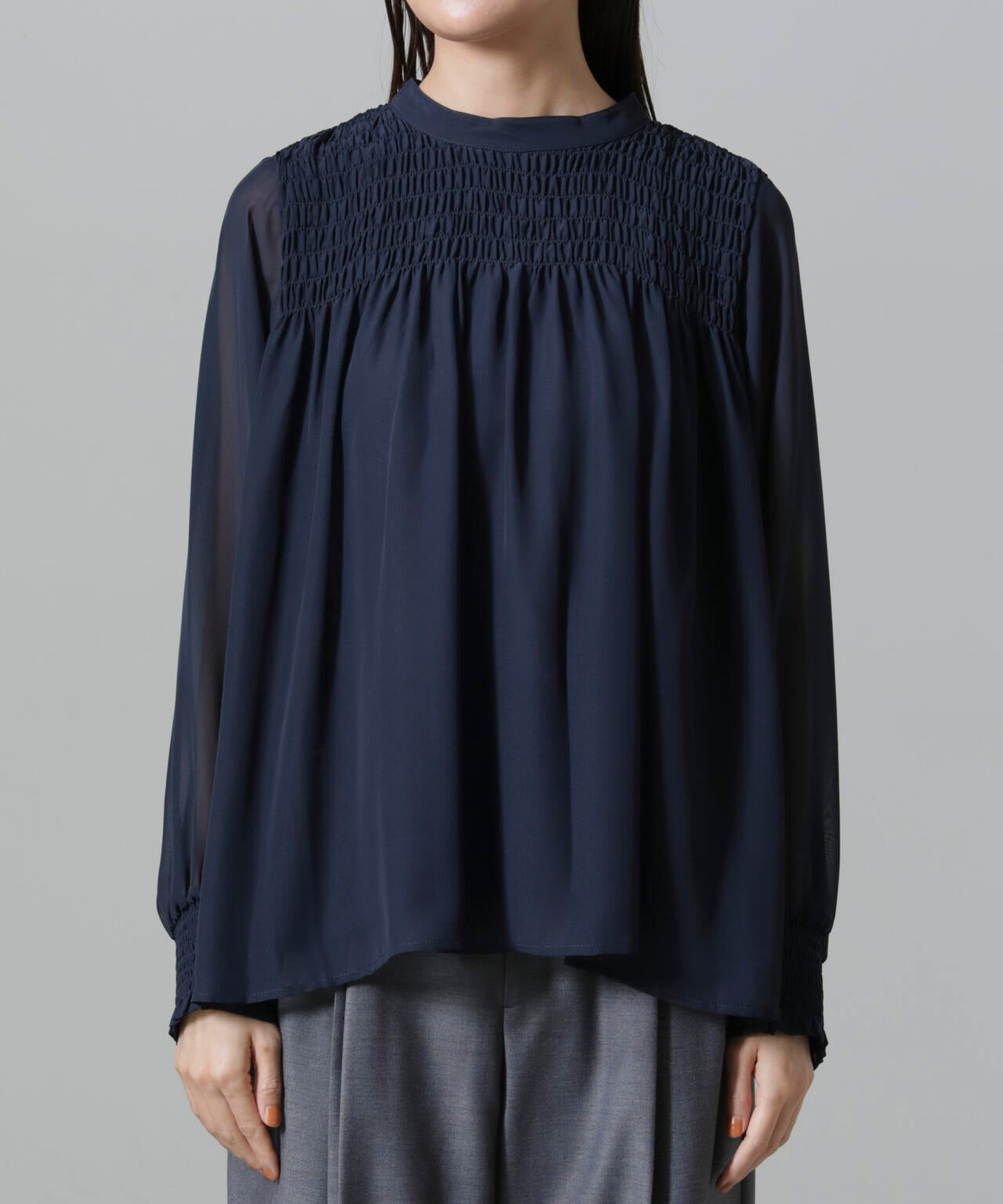 フロントシャーリングブラウス 6734220306