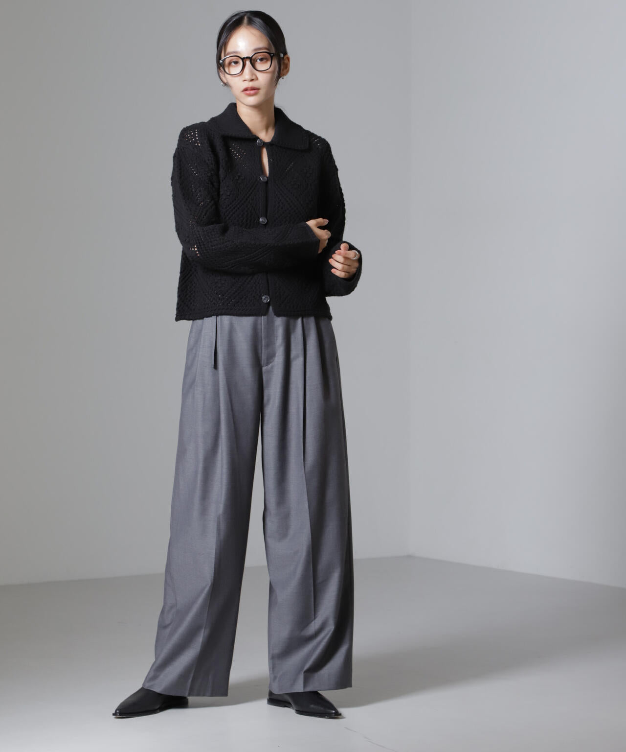 クロシェ風ニットカーディガン 6734222302