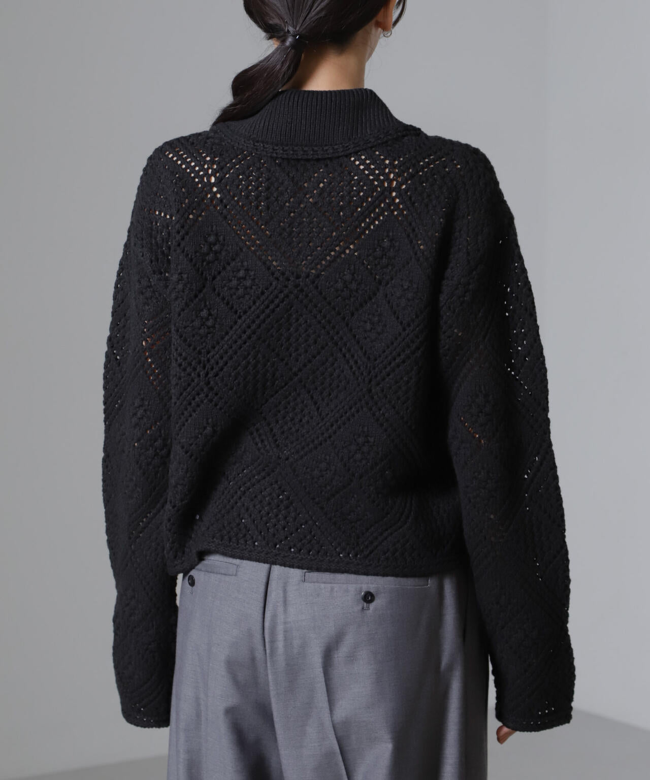 クロシェ風ニットカーディガン 6734222302