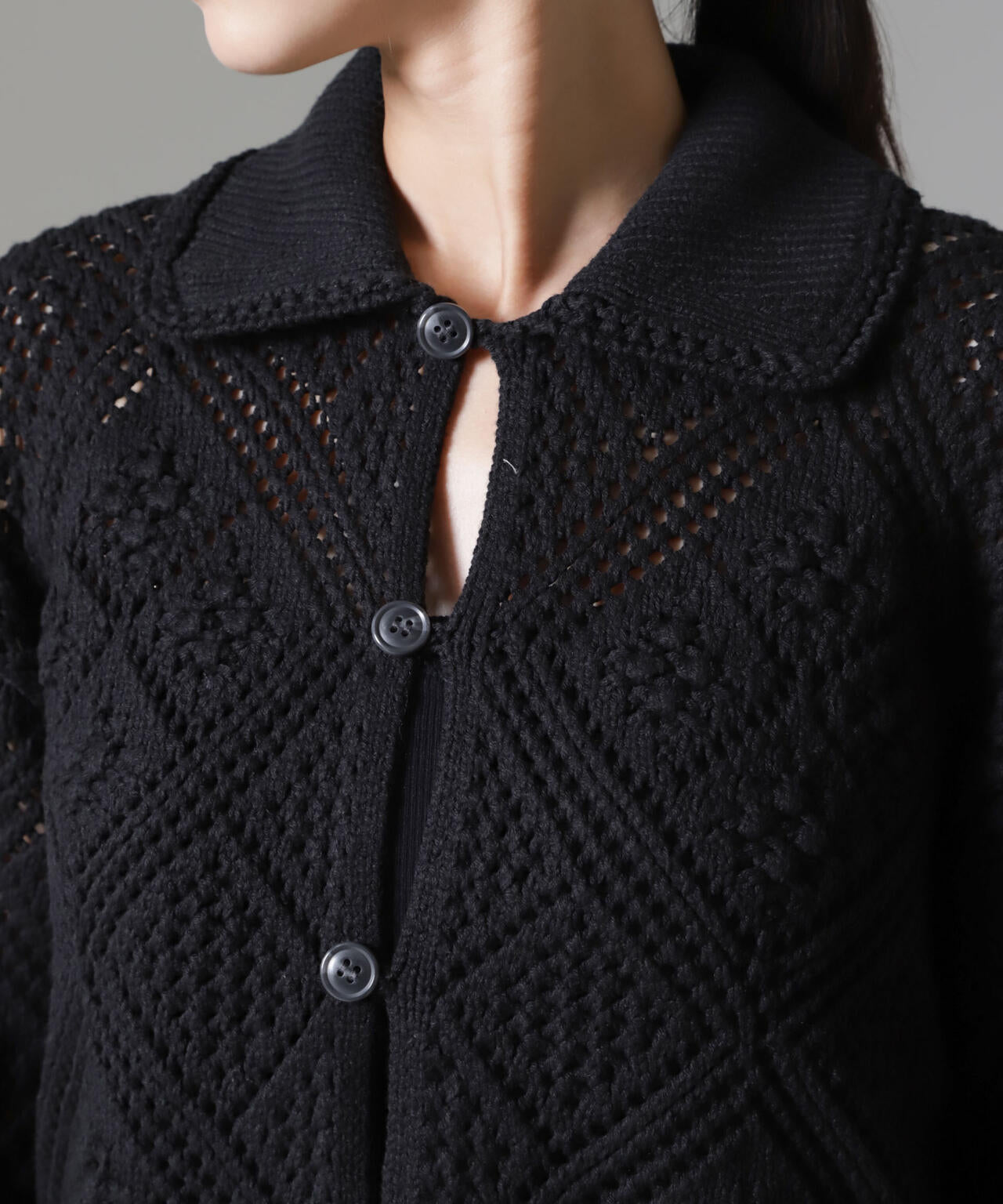 クロシェ風ニットカーディガン 6734222302