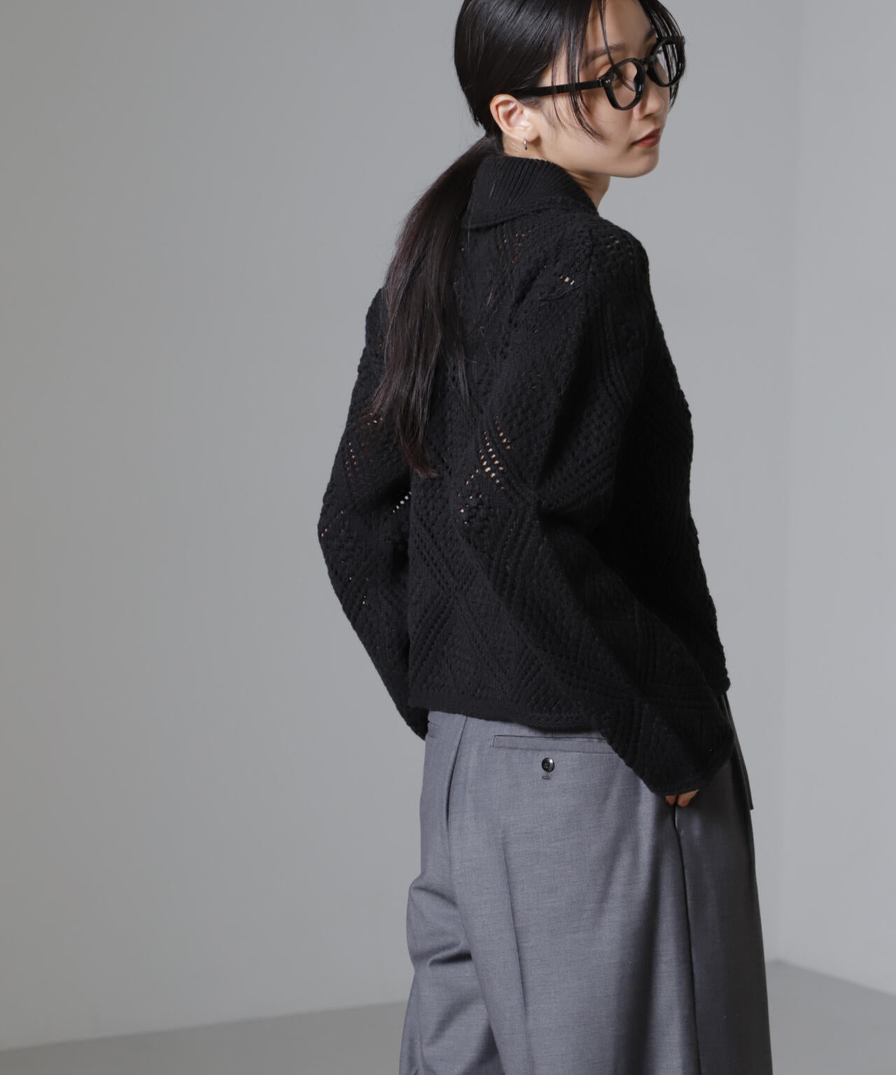 クロシェ風ニットカーディガン 6734222302