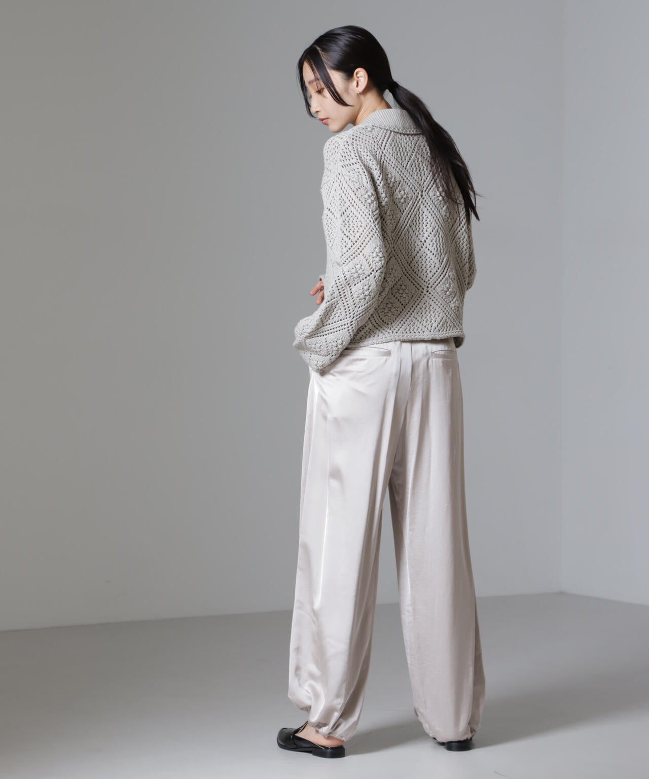 クロシェ風ニットカーディガン 6734222302